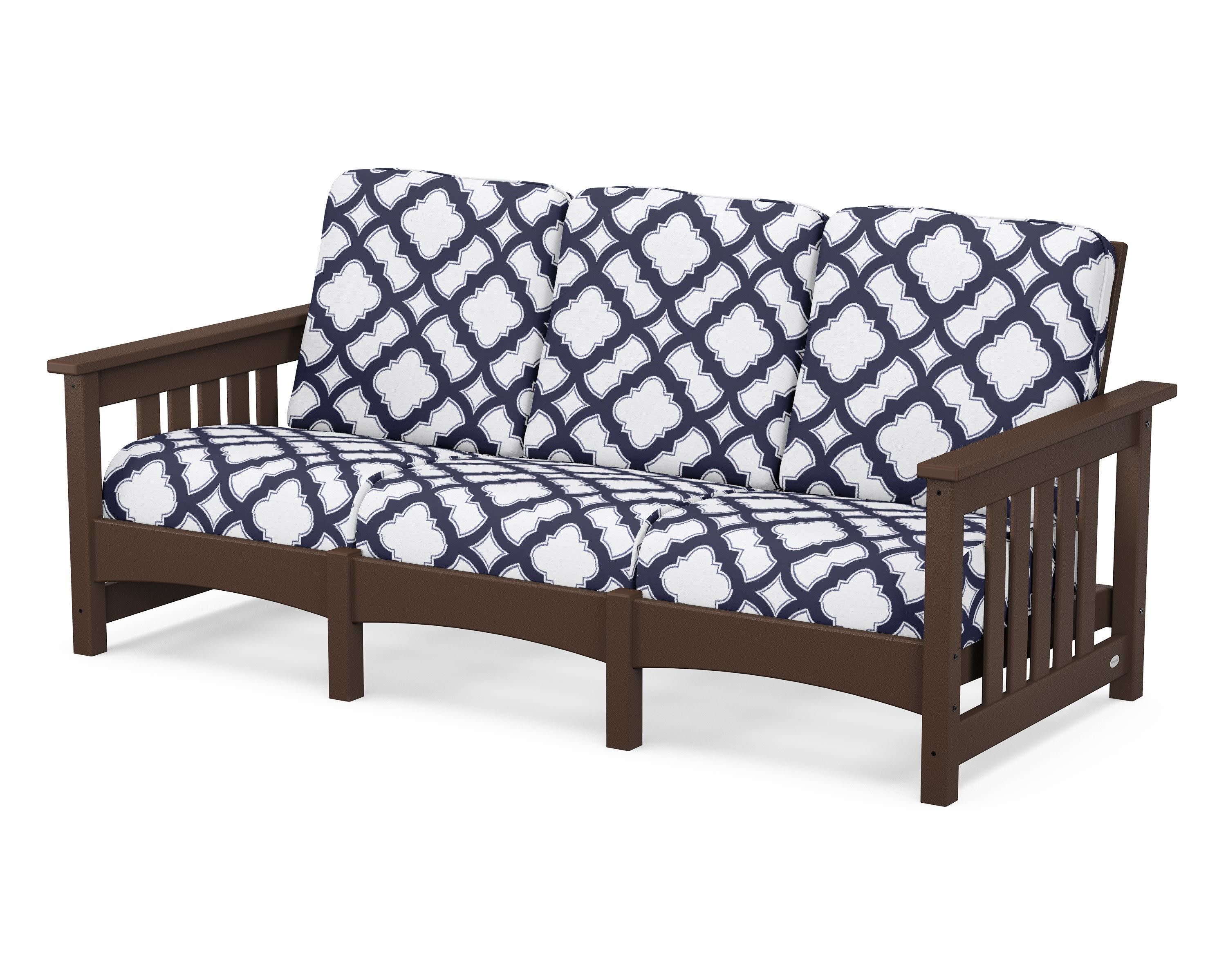 Club Mission Sofa in Mahogany / Trellis Navy