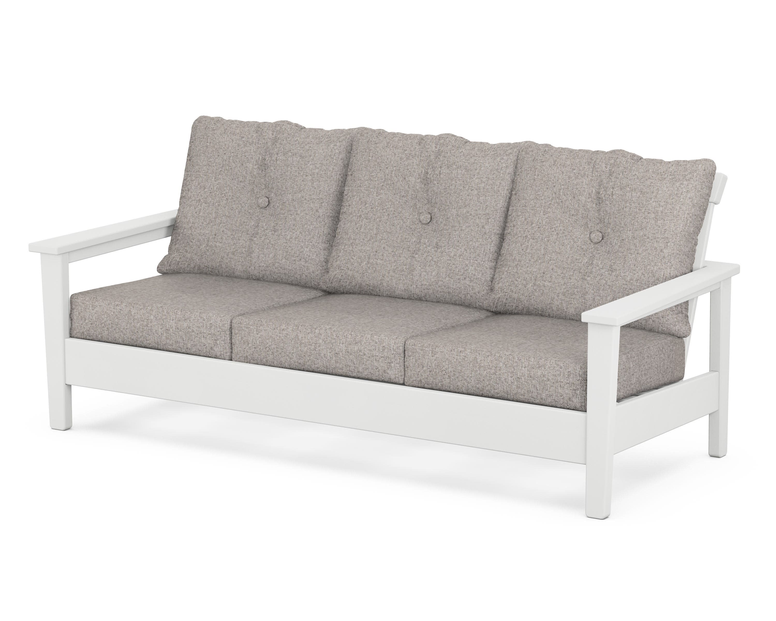 Prescott Deep Seating Sofa in White / Weathered Tweed
