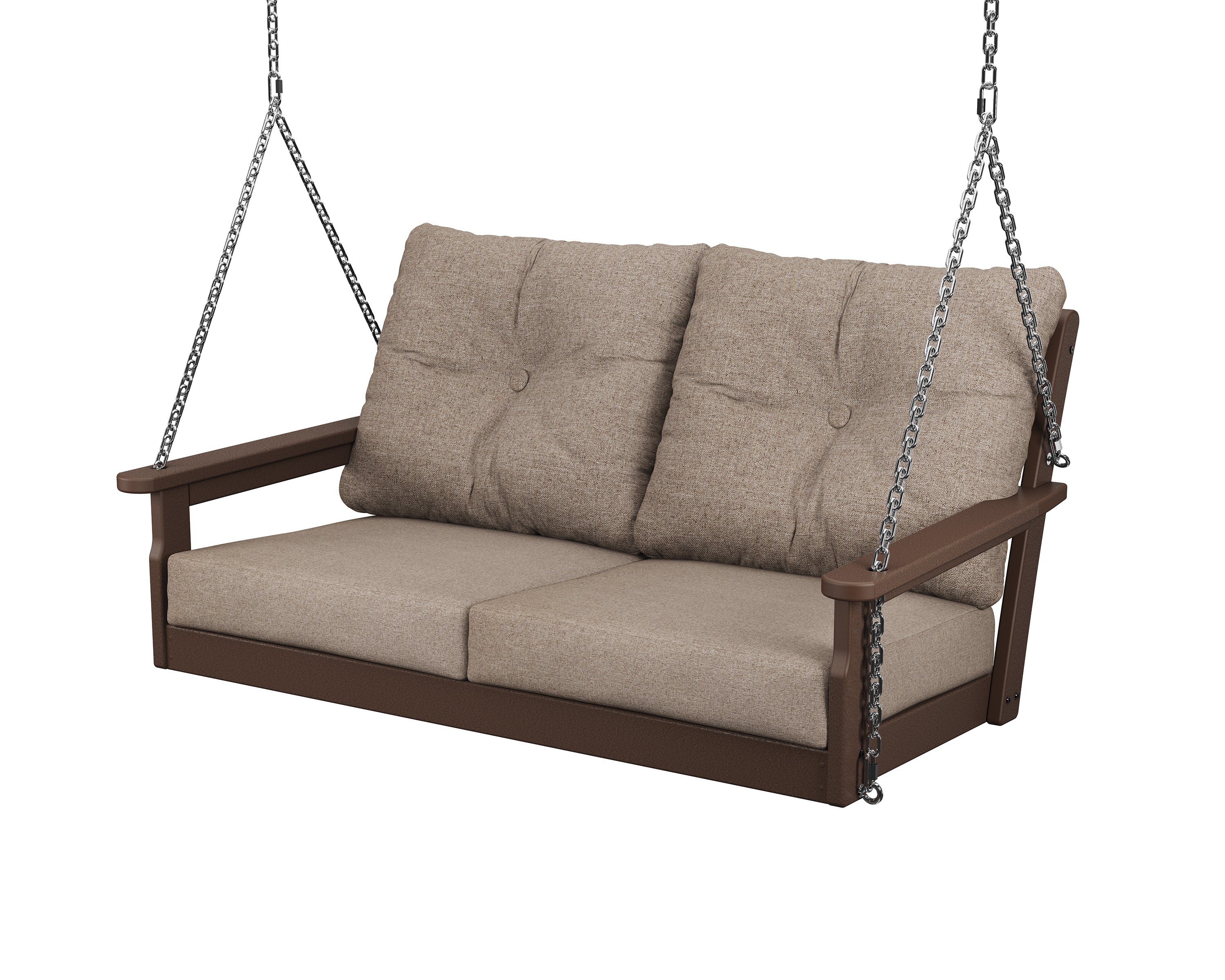 Vineyard Deep Seating Swing in Mahogany / Spiced Burlap