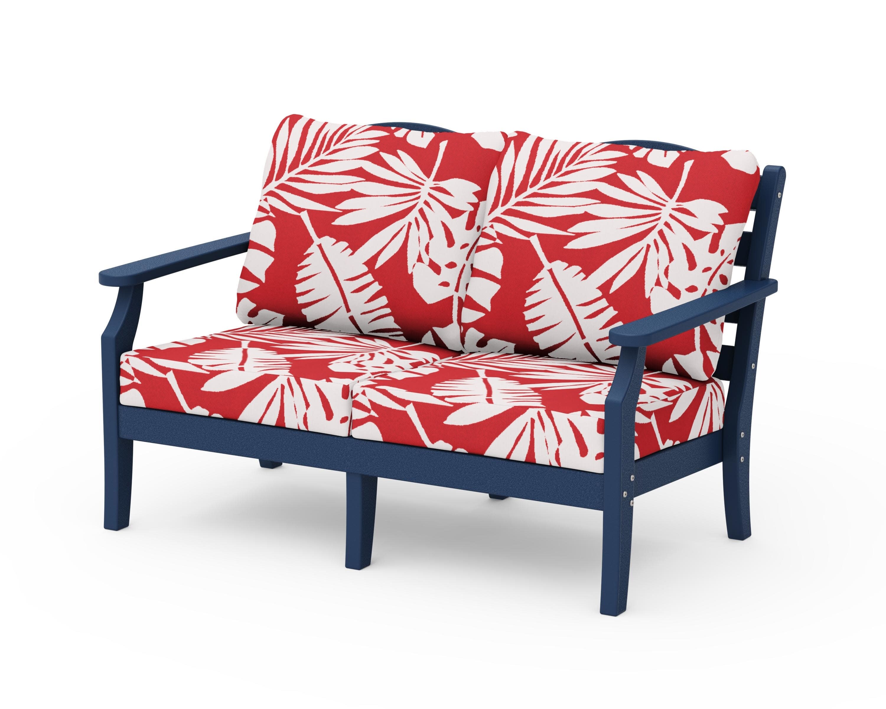 Savannah Deep Seating Loveseat in Navy / Leaf Crimson