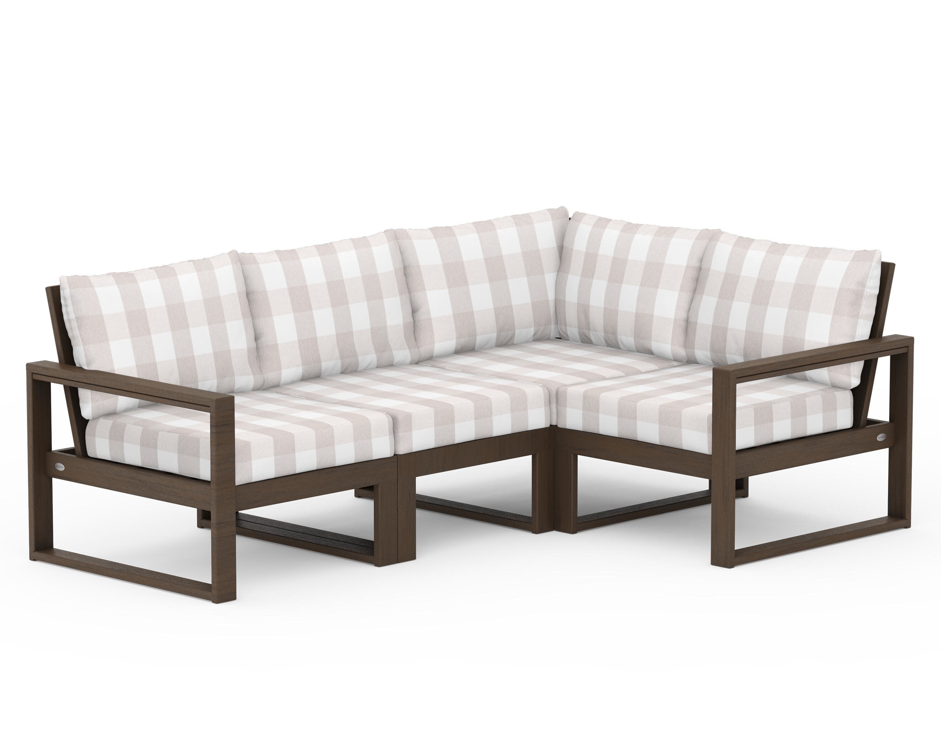 EDGE 4-Piece Modular Deep Seating Set in Kona / Buffalo Plaid Dune Burlap