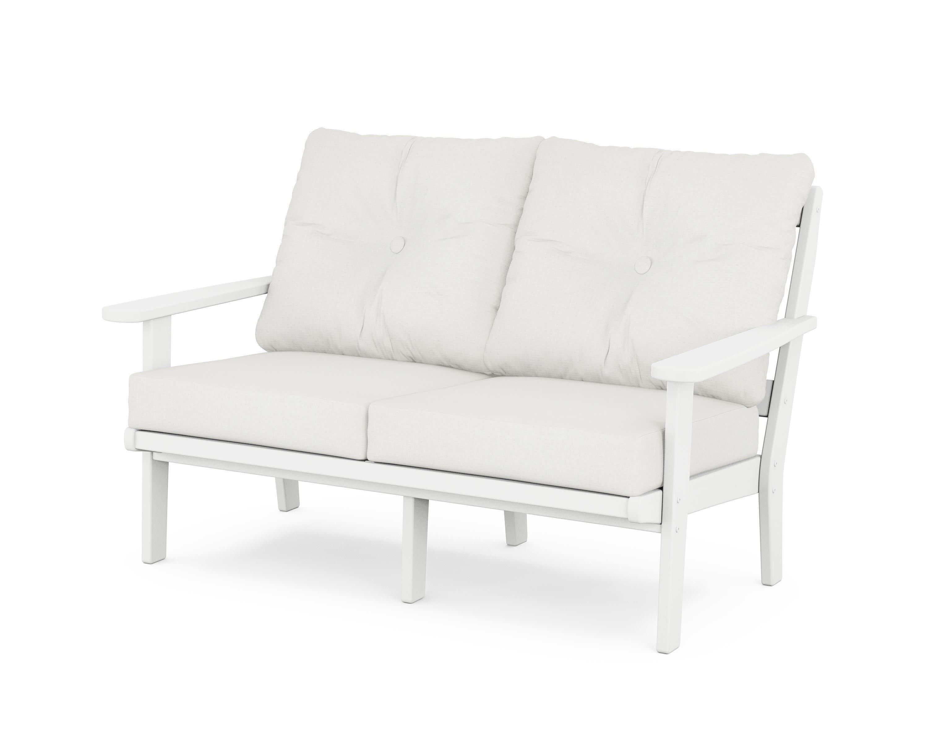 Mission Deep SeatingLoveseat in White / Natural Linen