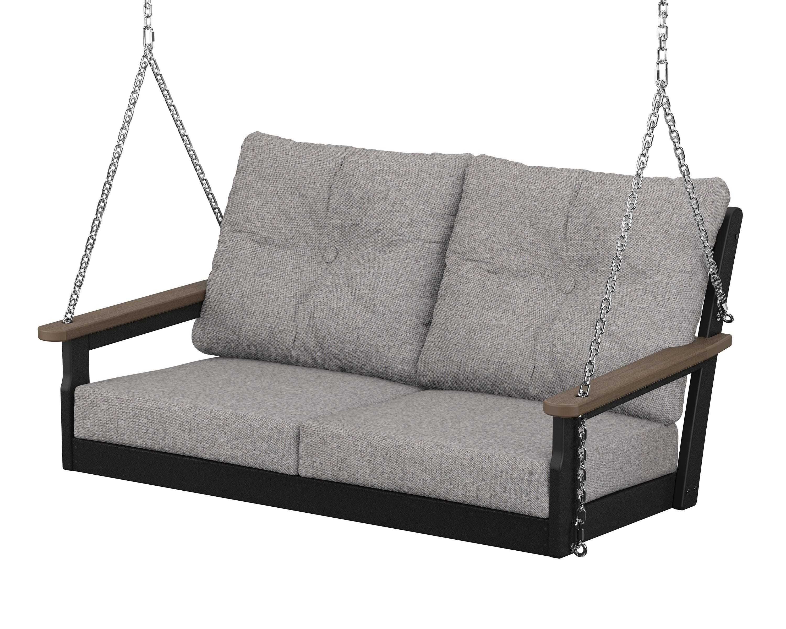 Vineyard Deep Seating Swing in Black / Kona / Grey Mist