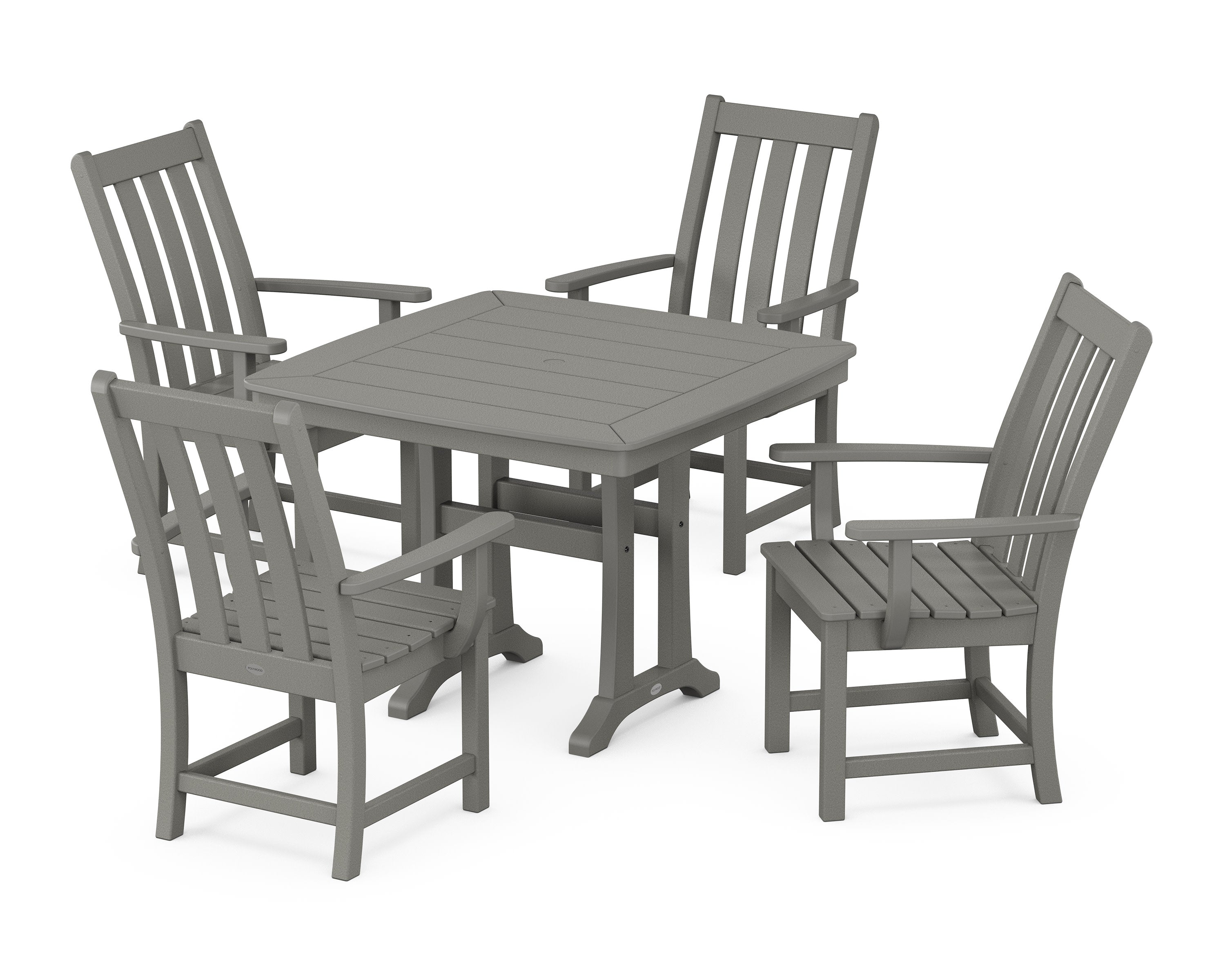 Vineyard 5-Piece Dining Set with Trestle Legs in Slate Grey