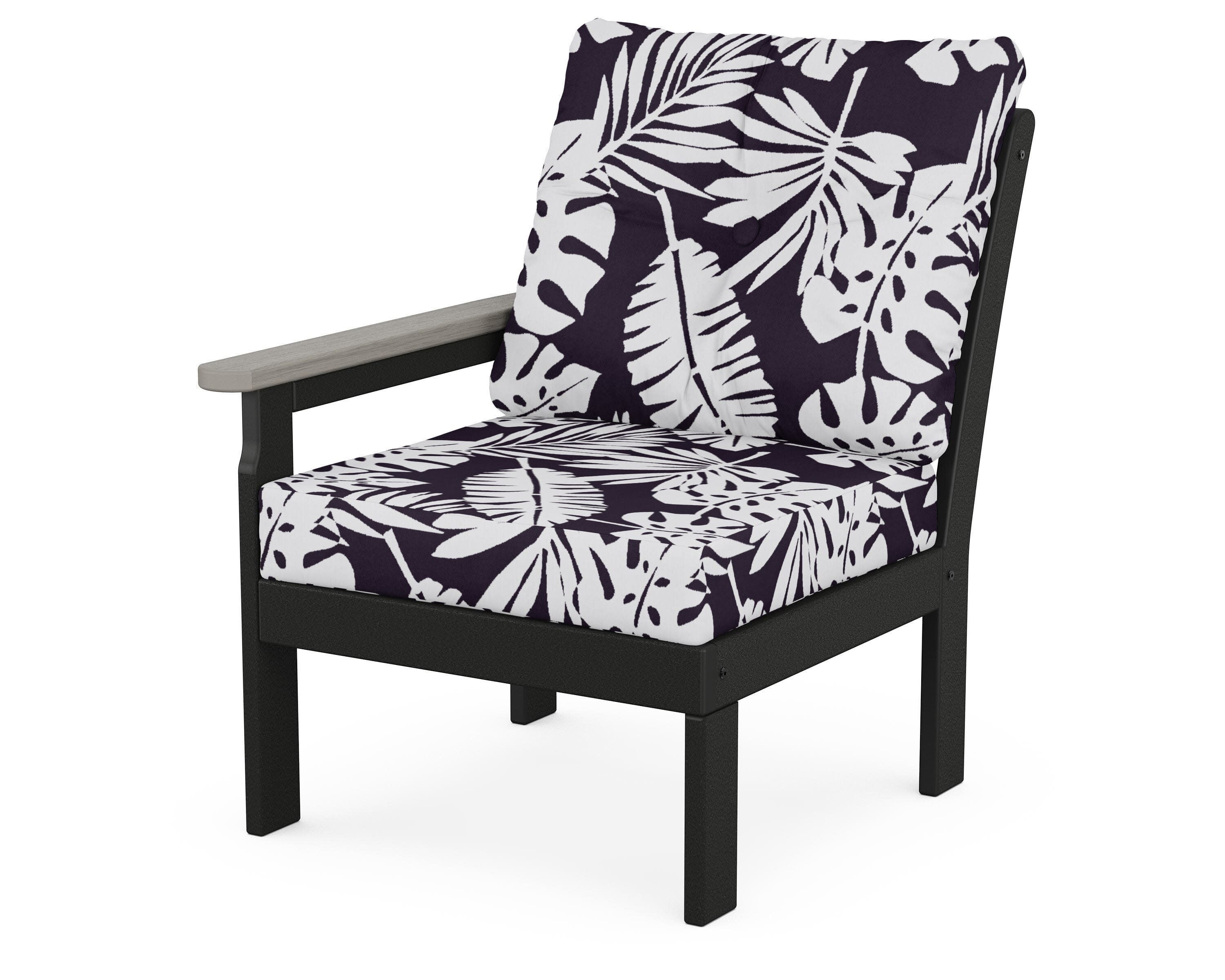 Vineyard Modular Left Arm Chair in Black / Driftwood / Leaf Navy