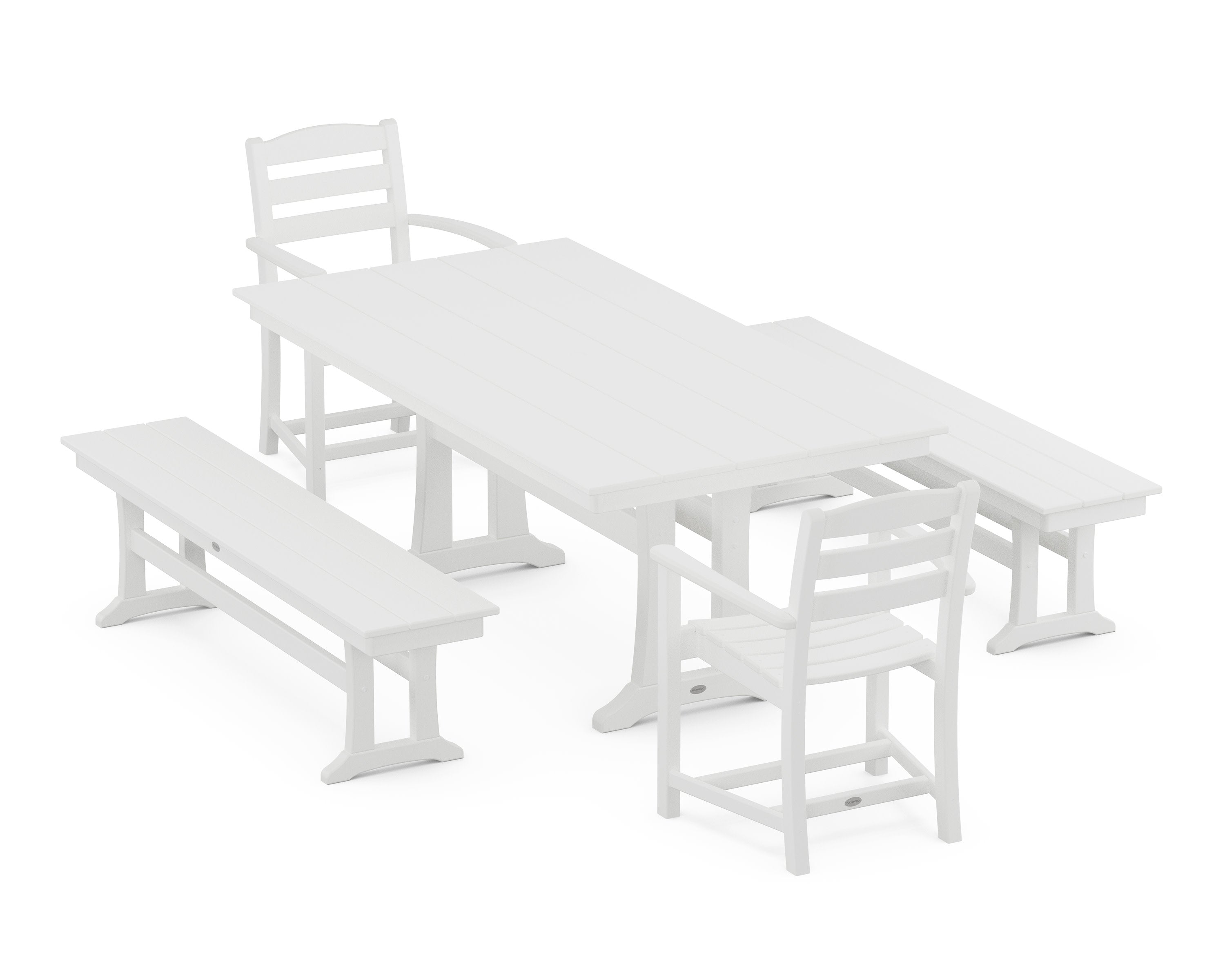 La Casa Cafe 5-Piece Farmhouse Dining Set With Trestle Legs in White