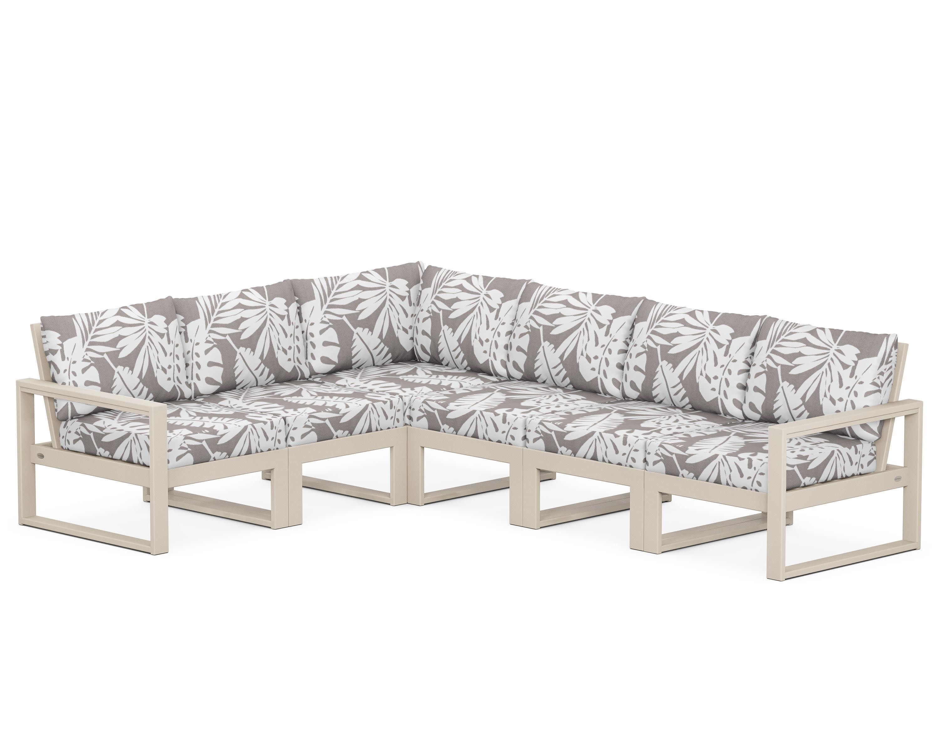 EDGE 6-Piece Modular Deep Seating Set in Sand / Leaf Grey Mist