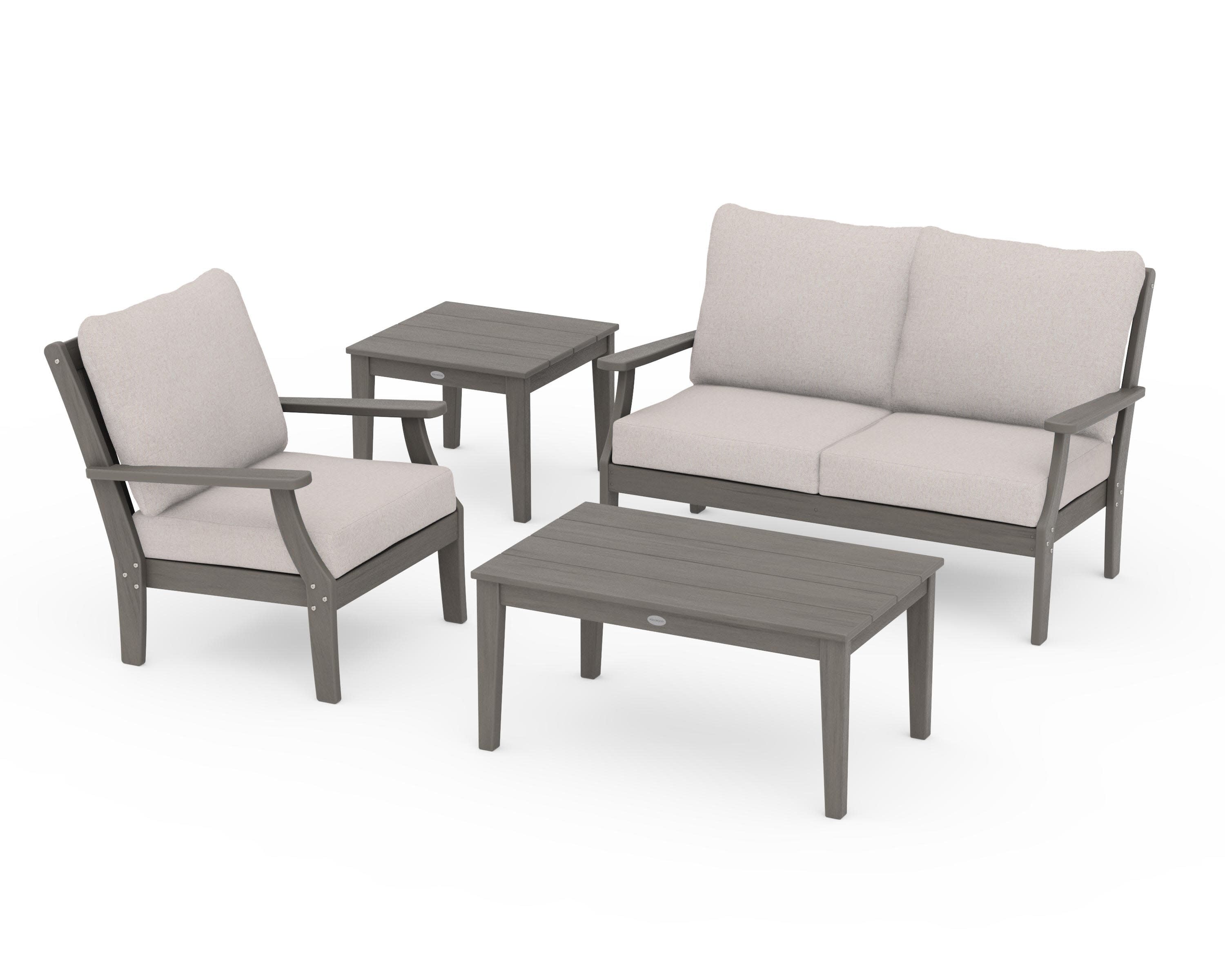 Braxton 4-Piece Deep Seating Set in Driftwood / Dune Burlap
