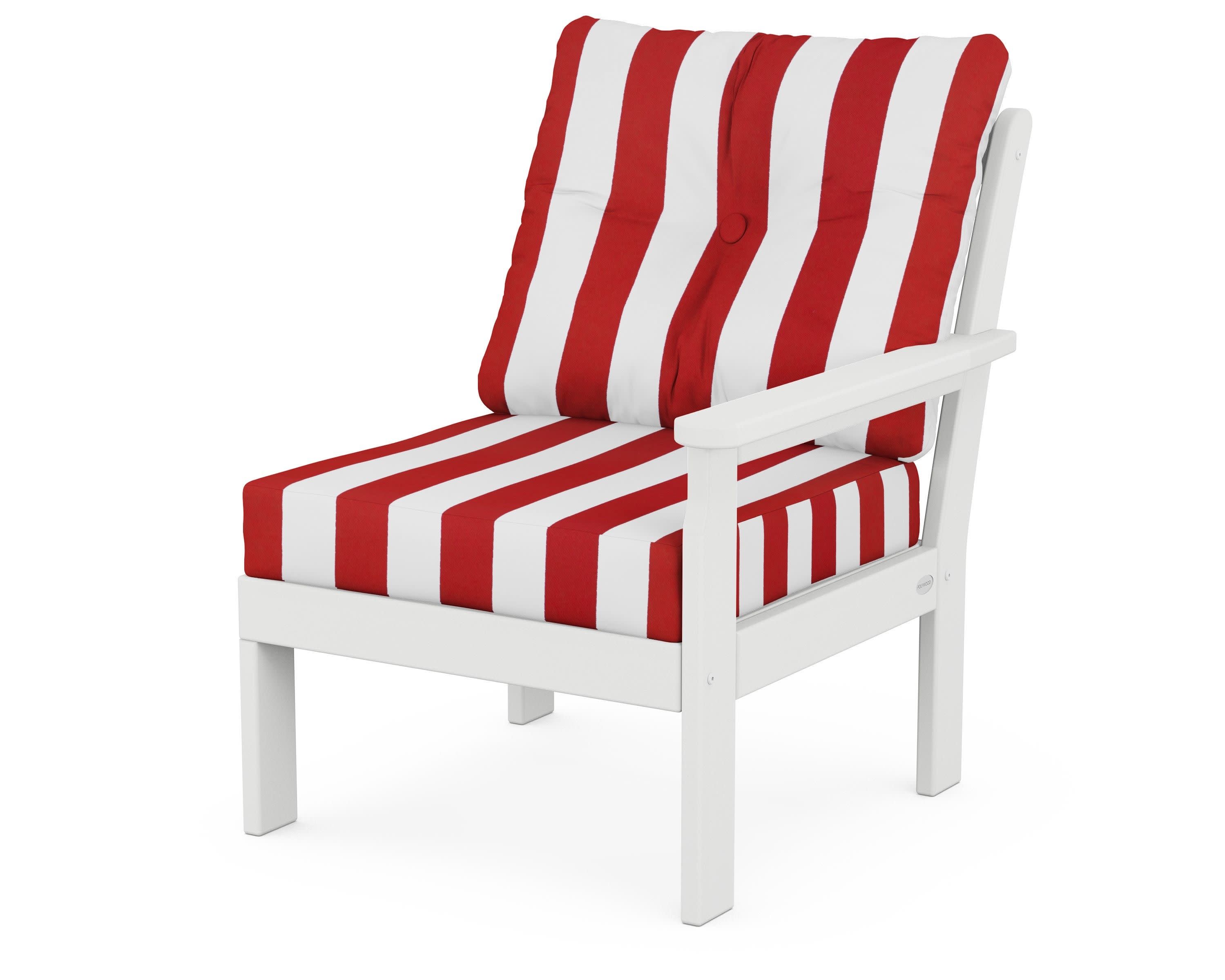 Vineyard Modular Right Arm Chair in White / Cabana Stripe Crimson