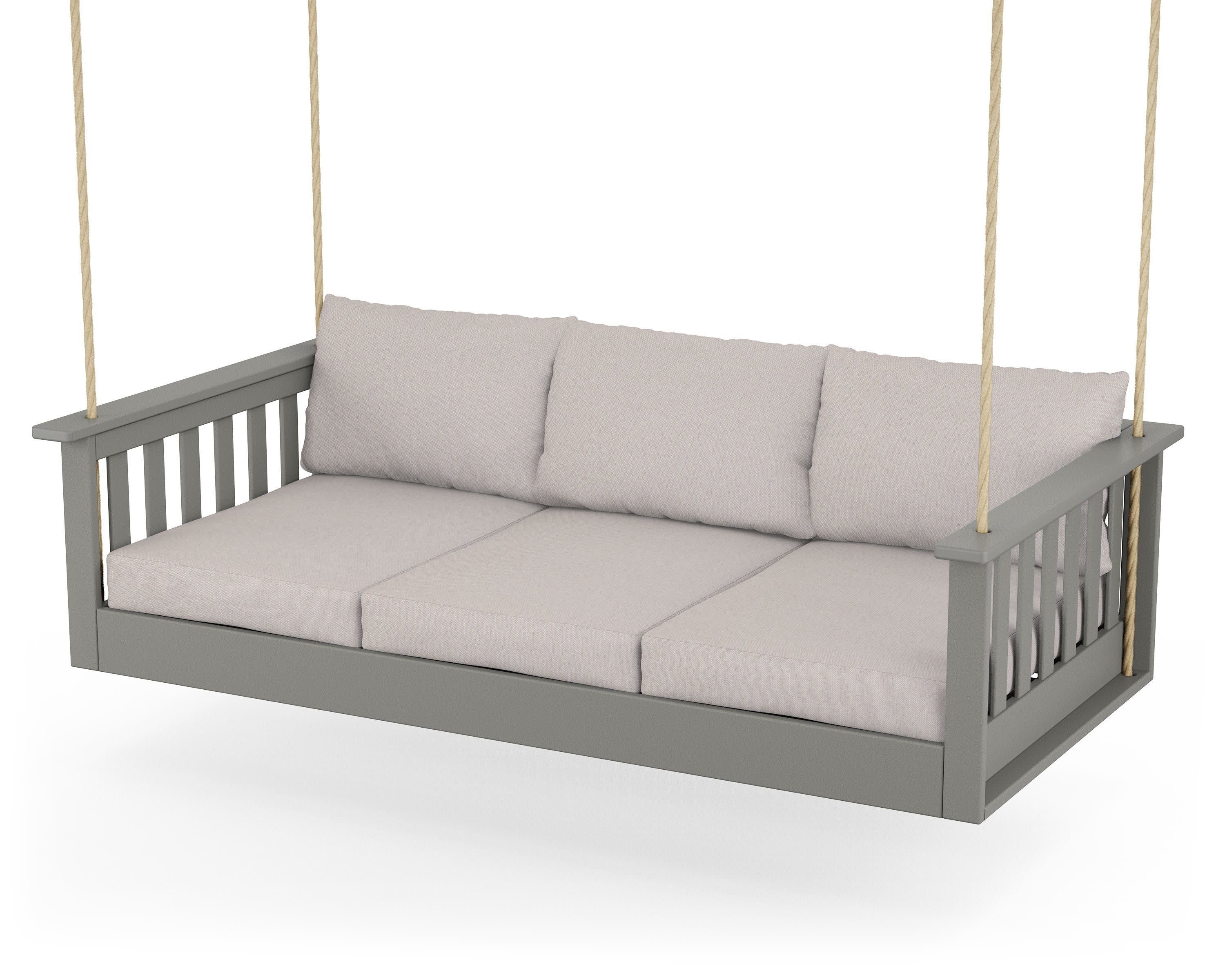 Vineyard Daybed Swing in Slate Grey / Dune Burlap