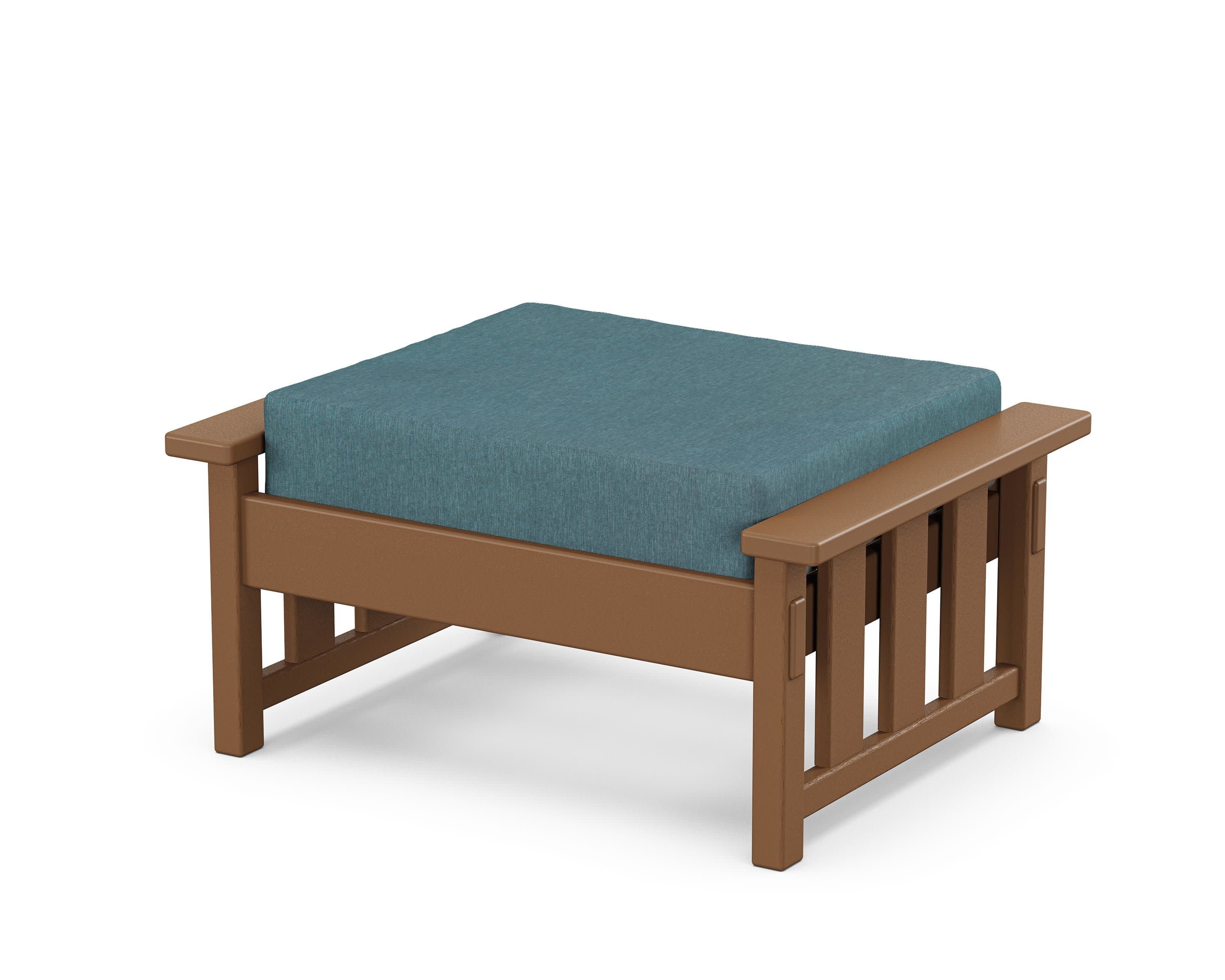Acadia Deep Seating Ottoman in Teak / Ocean Teal