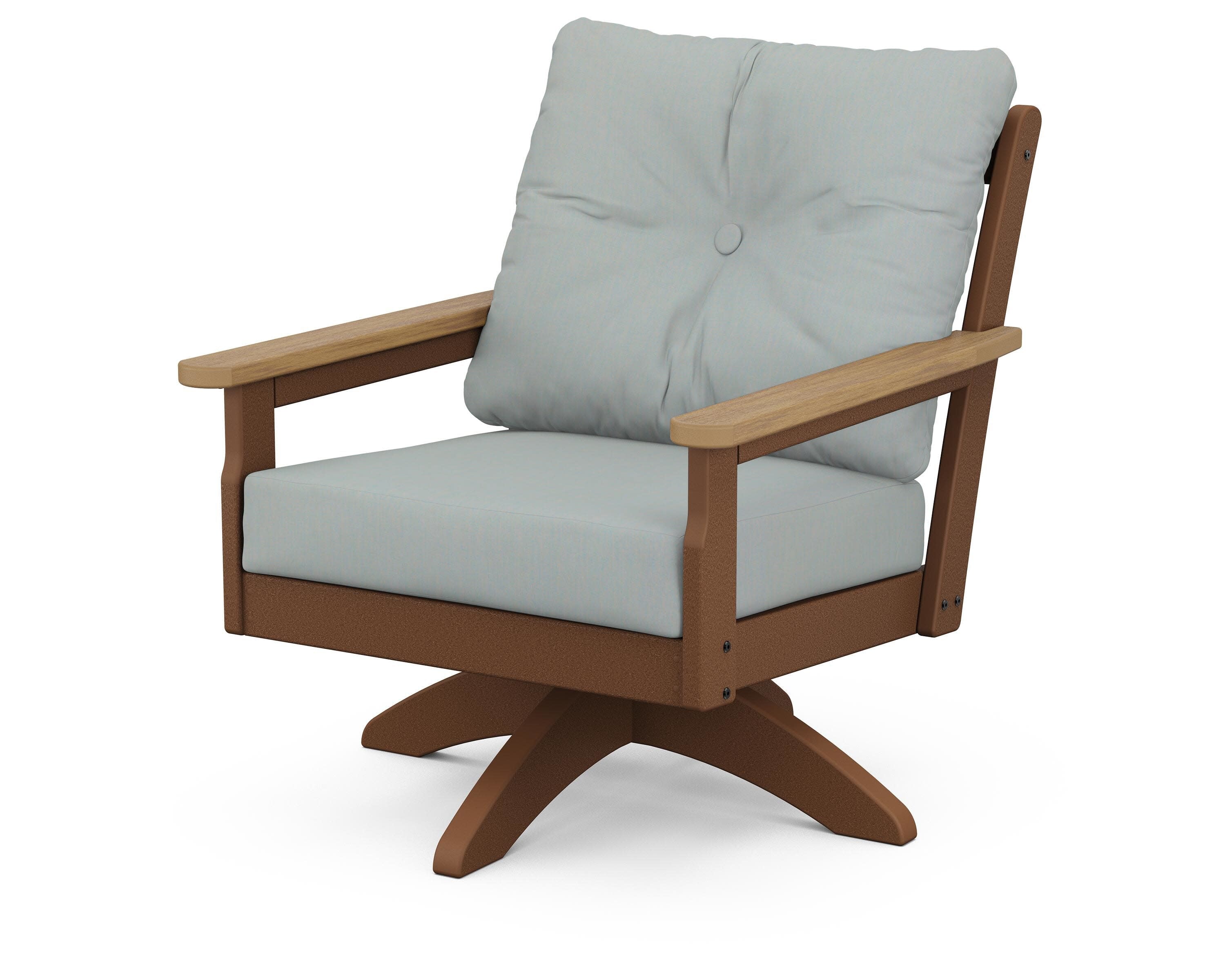 Vineyard Deep Seating Swivel Chair in Teak / Natural / Spa