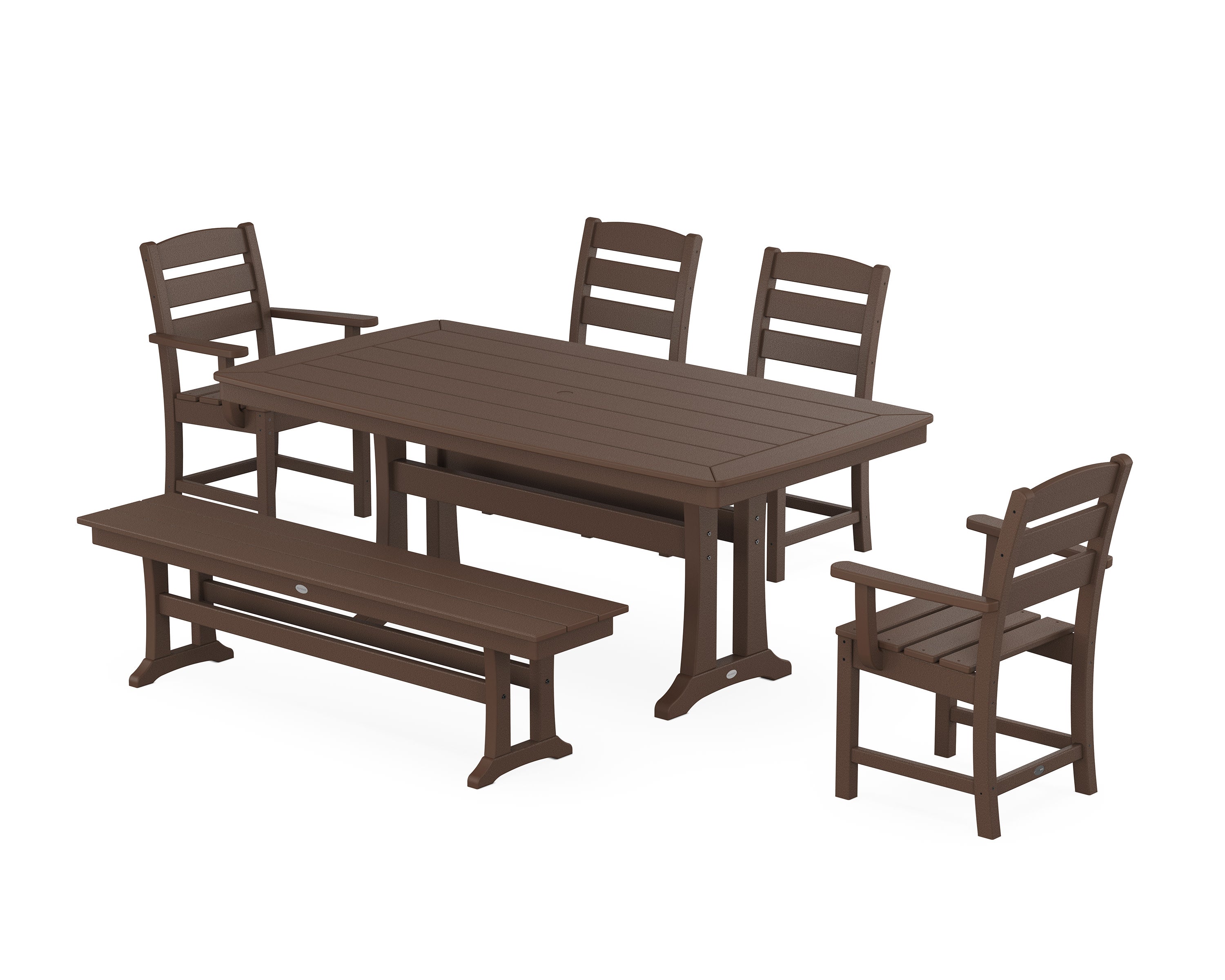 Lakeside 6-Piece Dining Set with Trestle Legs in Mahogany