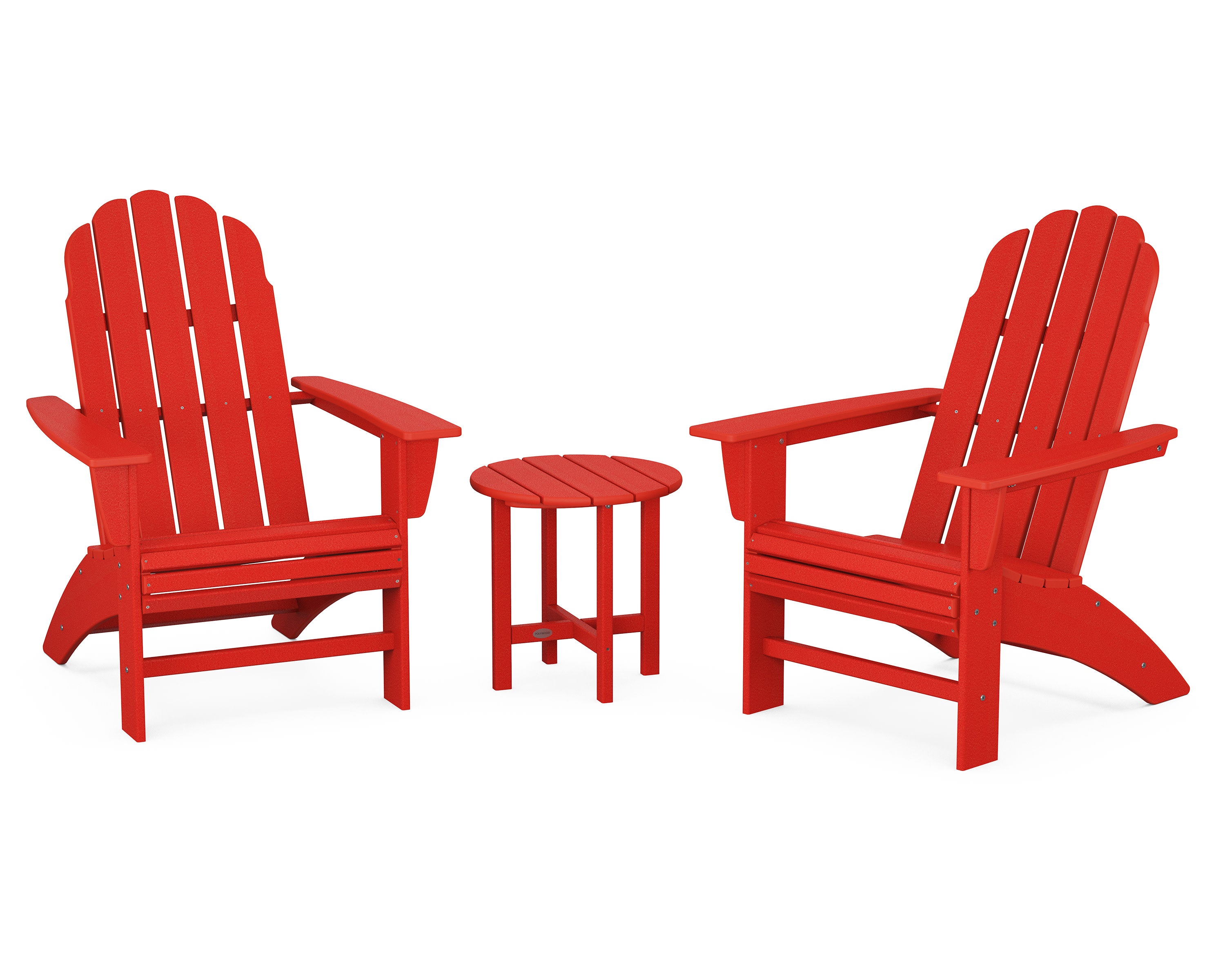 Vineyard 3-Piece Curveback Adirondack Set in Sunset Red
