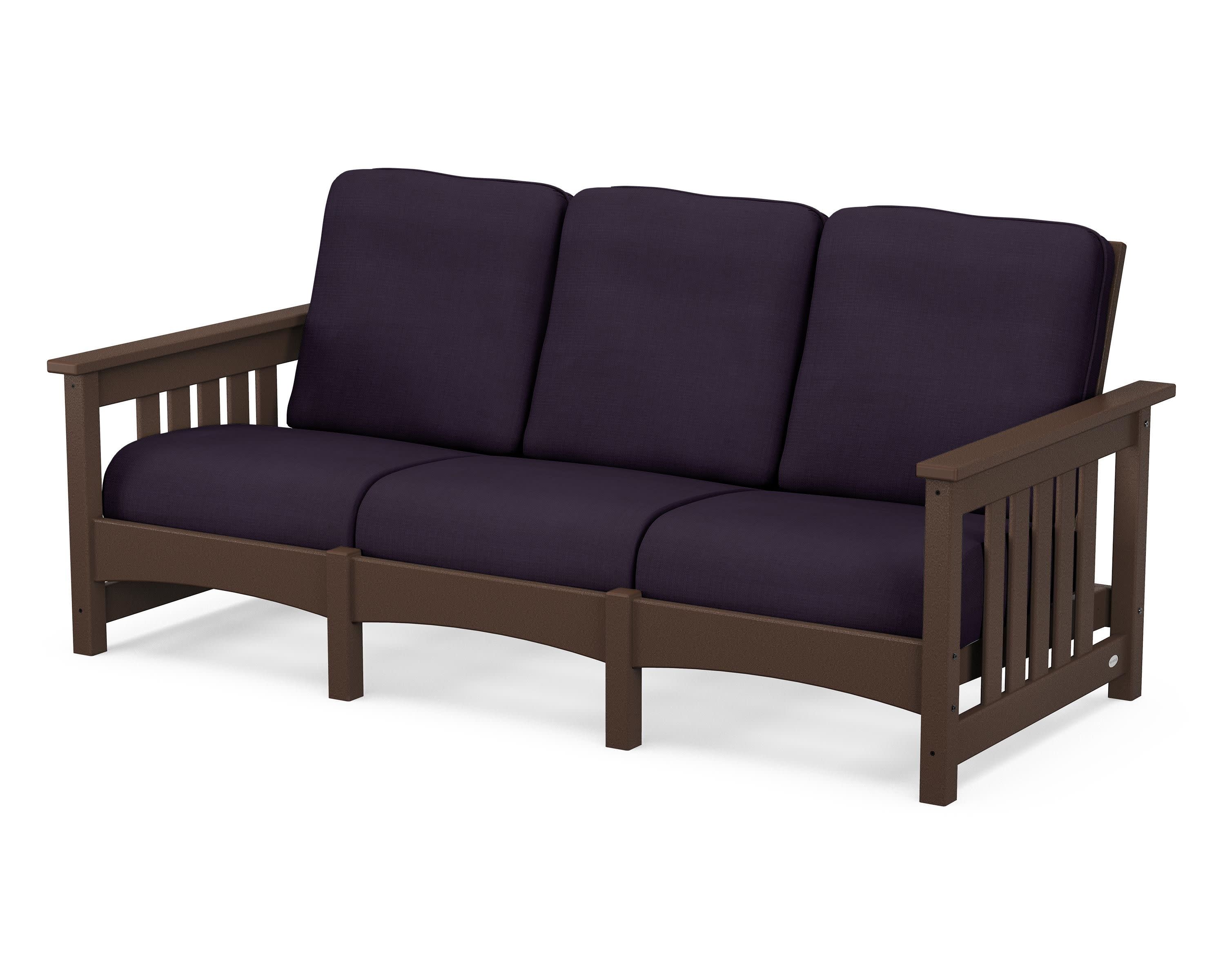 Club Mission Sofa in Mahogany / Navy Linen