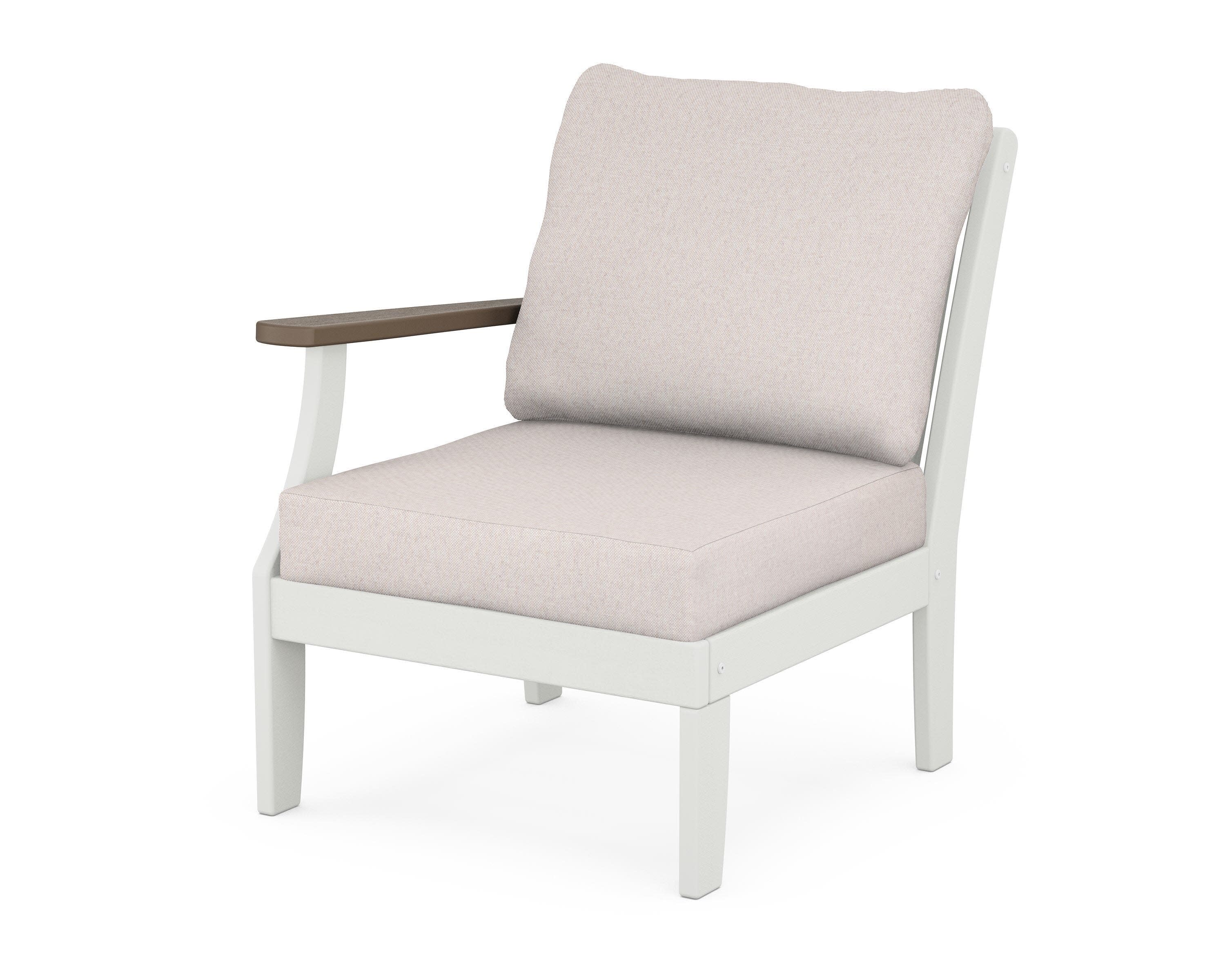 Braxton Modular Left Arm Chair in White / Kona / Dune Burlap