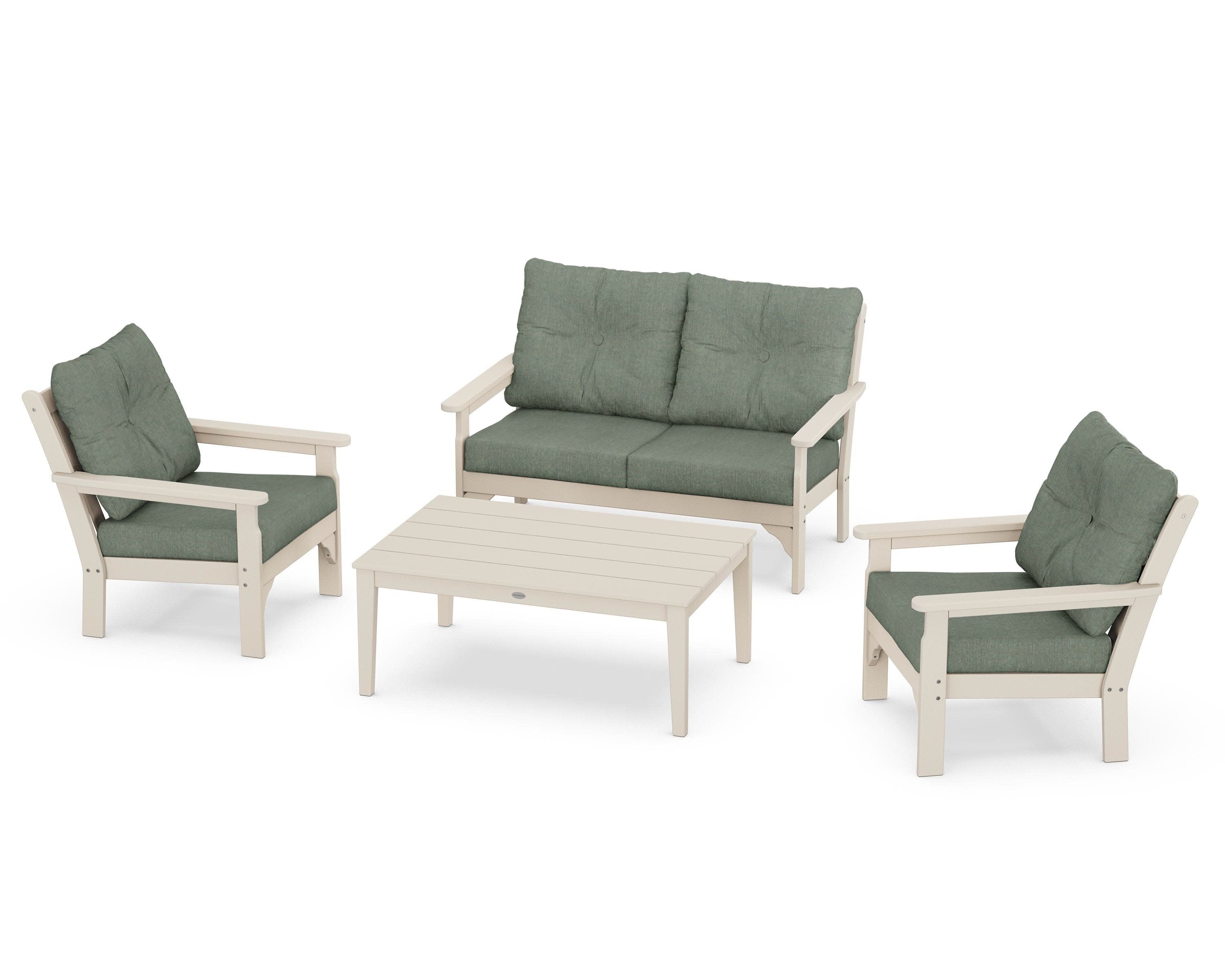 Vineyard 4-Piece Deep Seating Set in Sand / Cast Sage