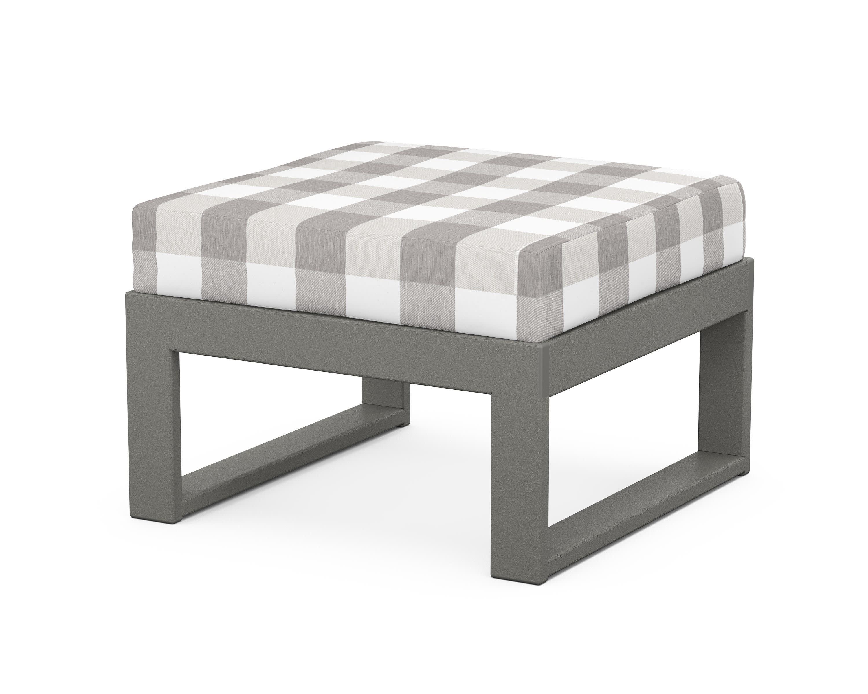 Modular Ottoman - Modern in Slate Grey / Buffalo Plaid Grey Mist