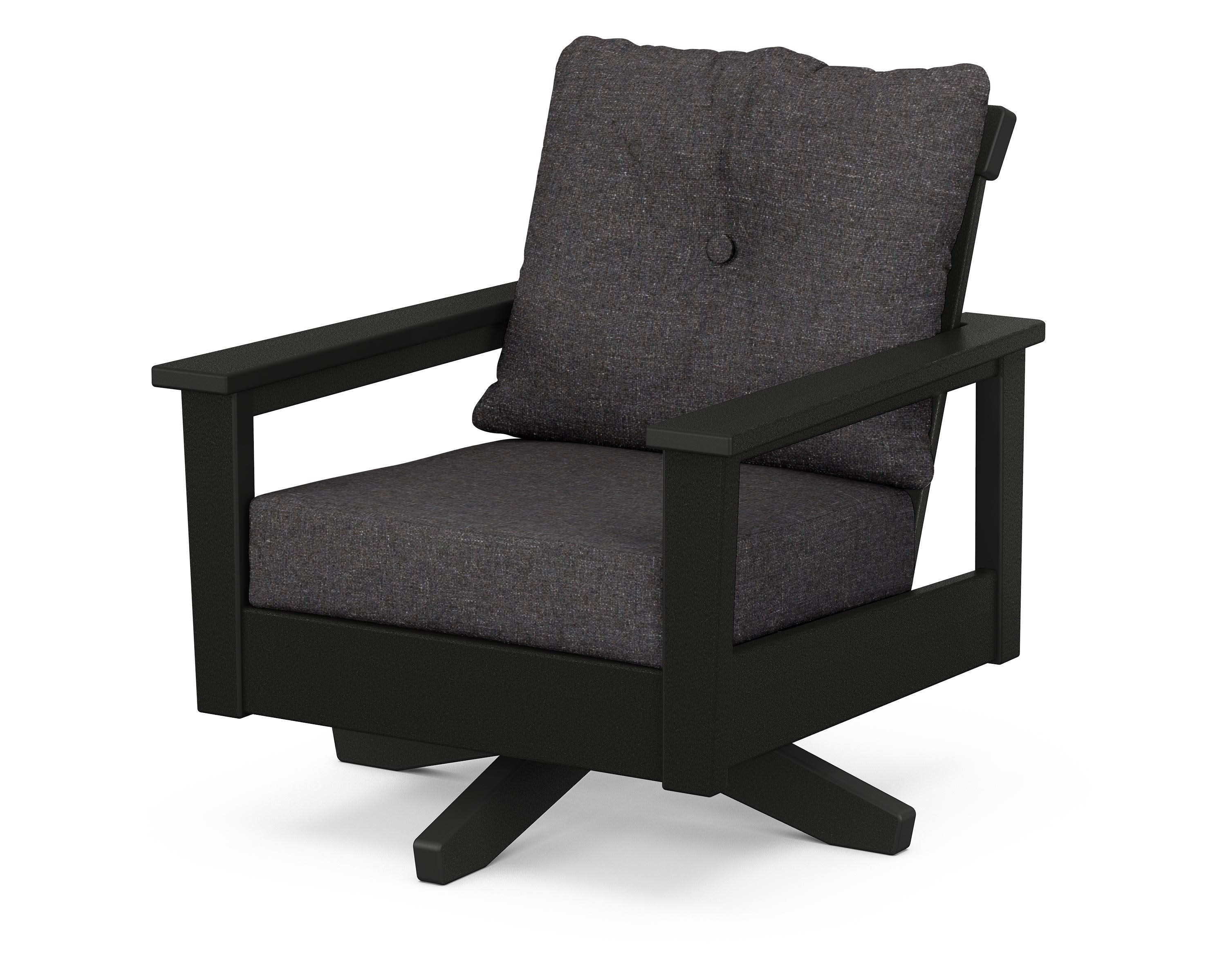 Prescott Deep Seating Swivel Chair in Black / Ash Charcoal