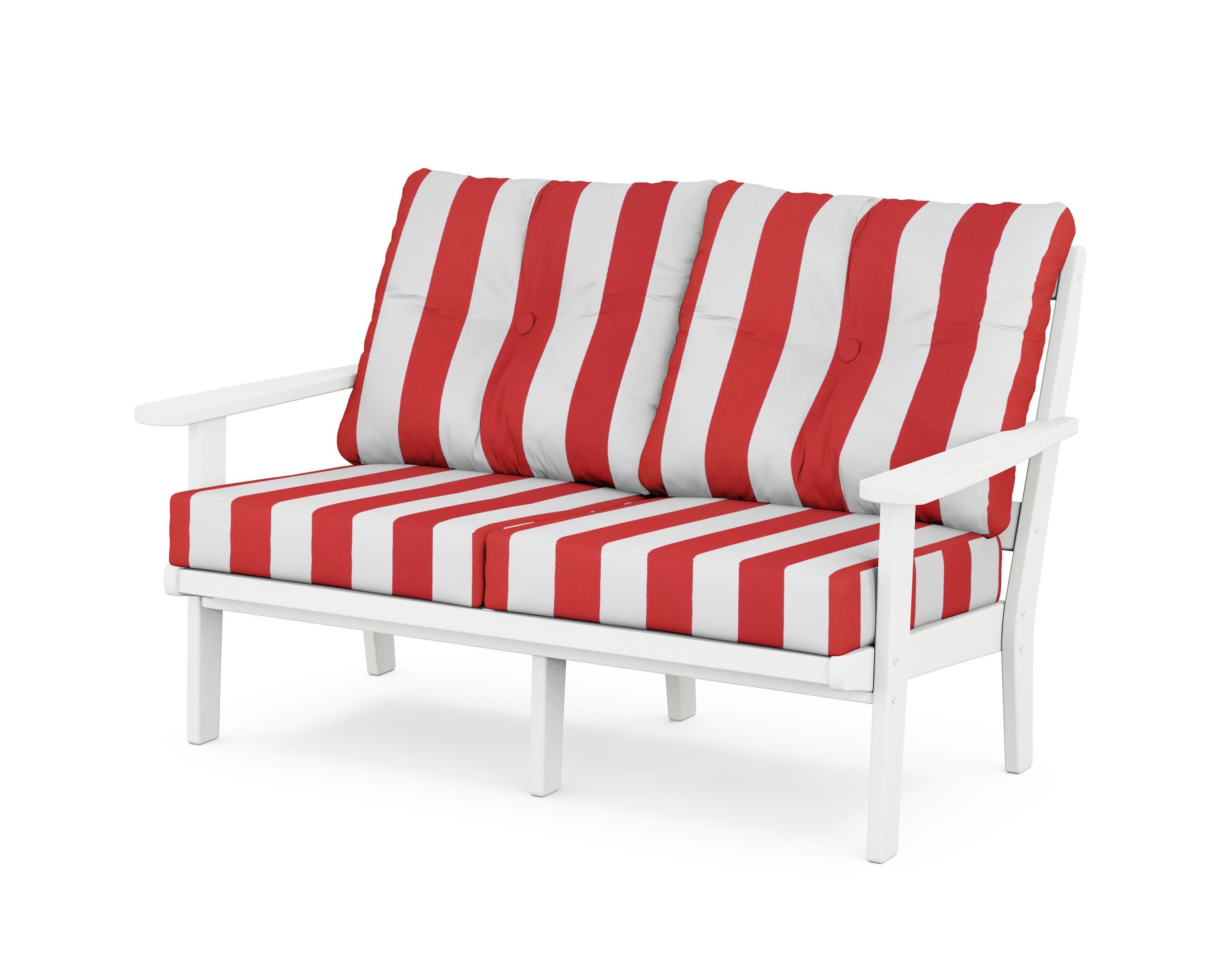 Mission Deep SeatingLoveseat in White / Cabana Stripe Crimson
