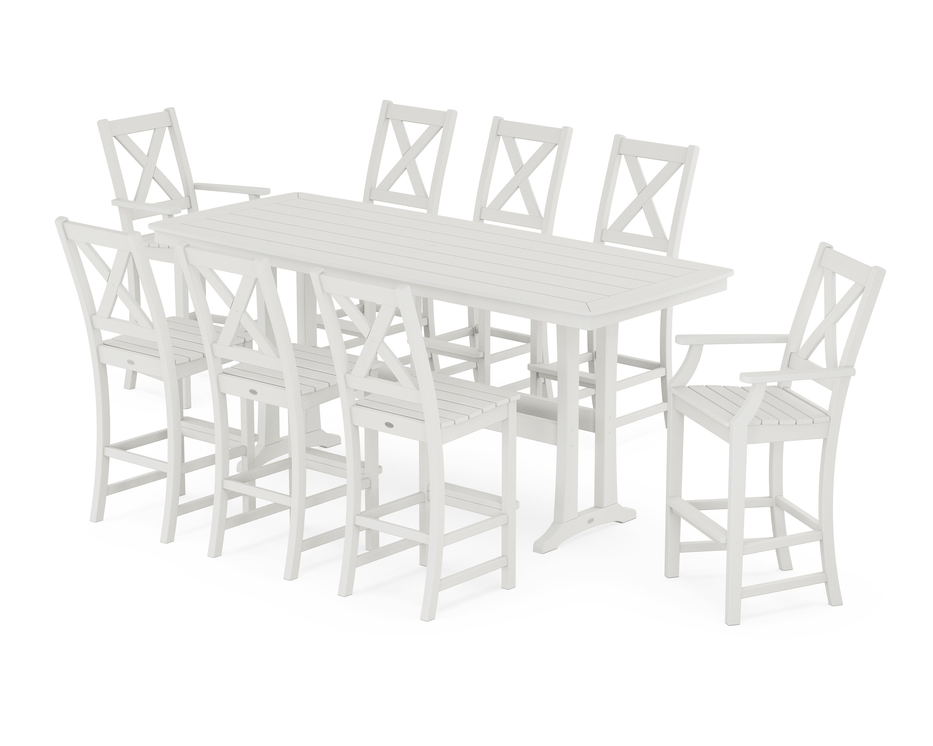 Braxton 9-Piece Bar Set with Trestle Legs in Vintage White