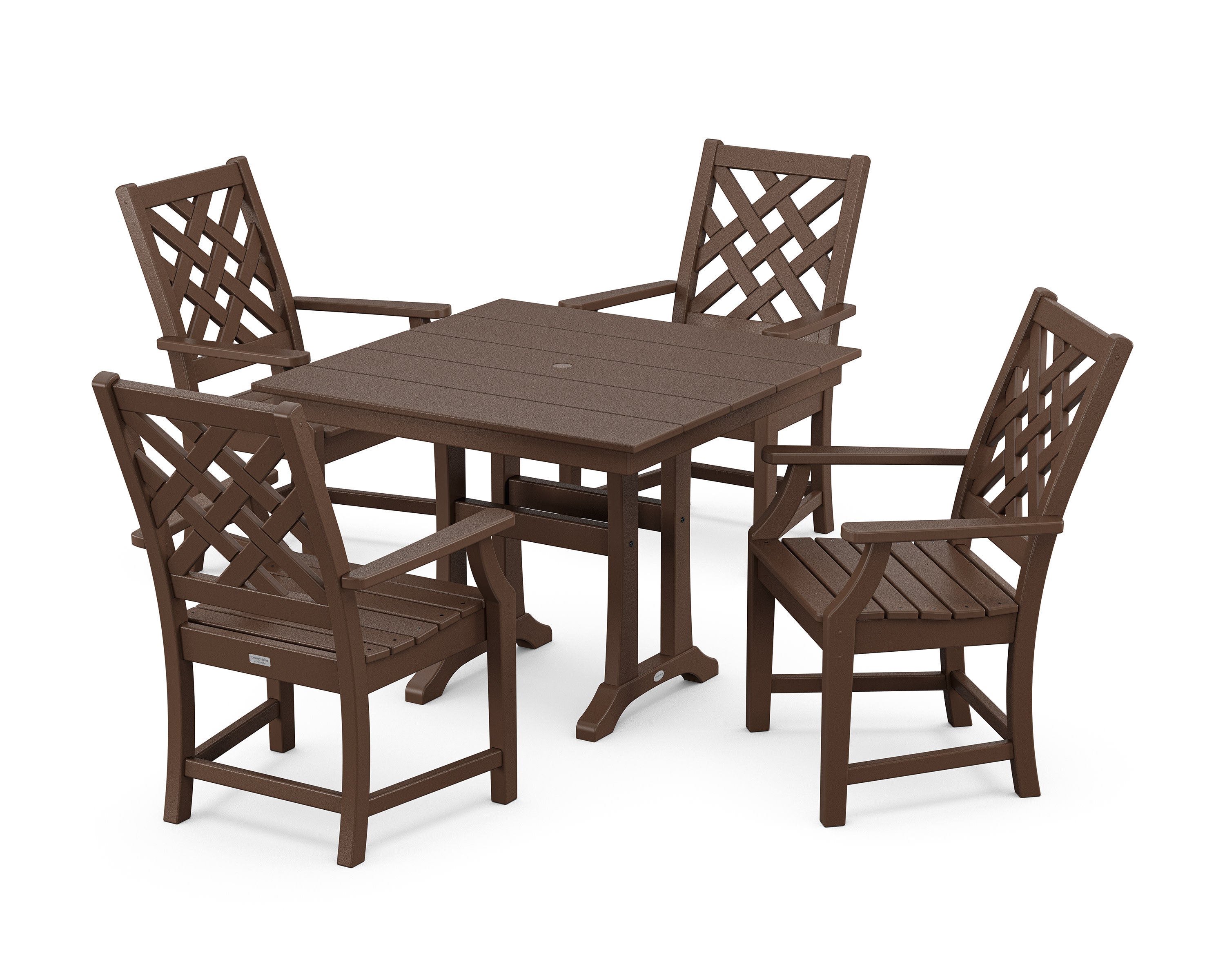 Wovendale 5-Piece Farmhouse Dining Set with Trestle Legs in Mahogany