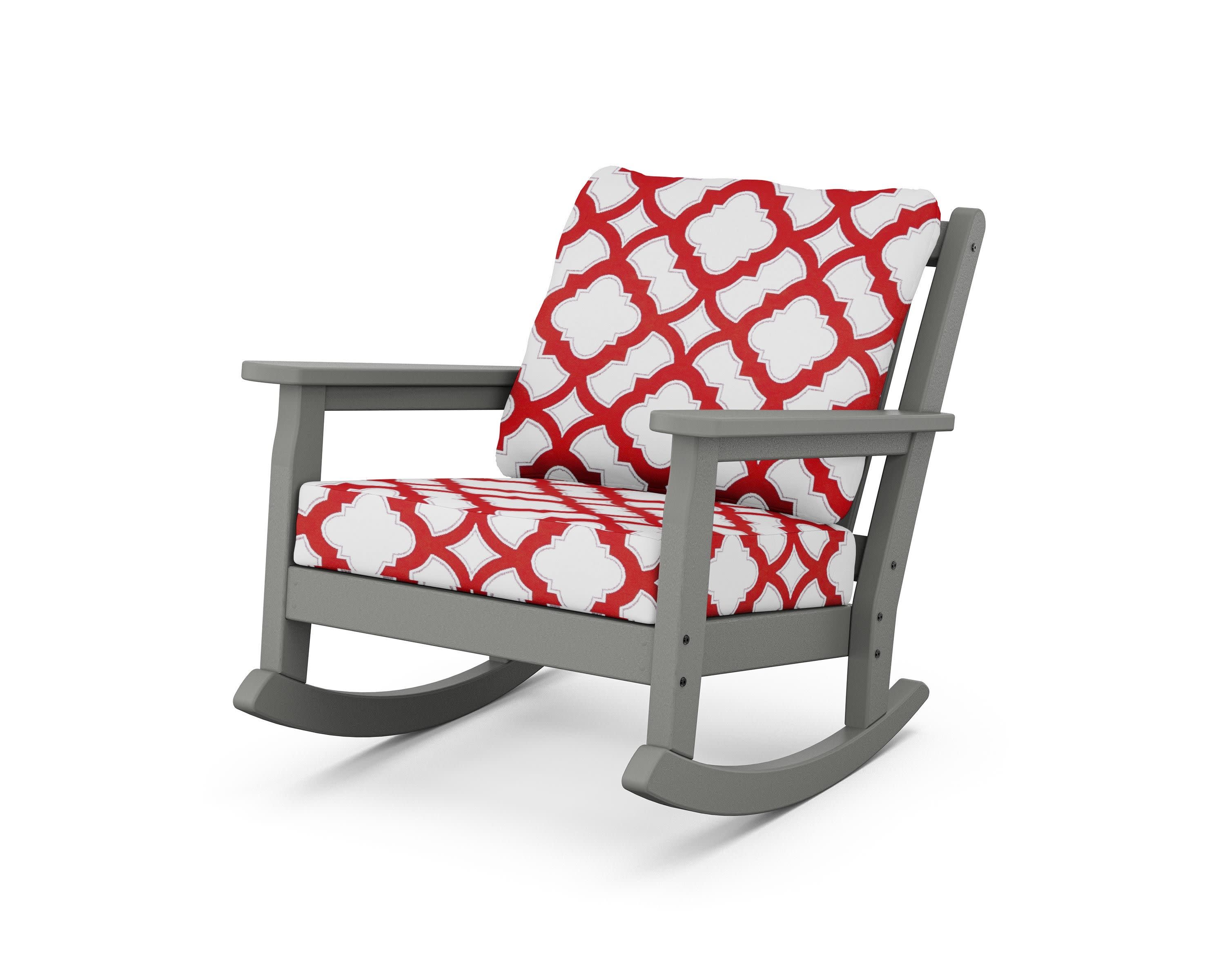 Chippendale Deep Seating Rocking Chair in Slate Grey / Trellis Crimson