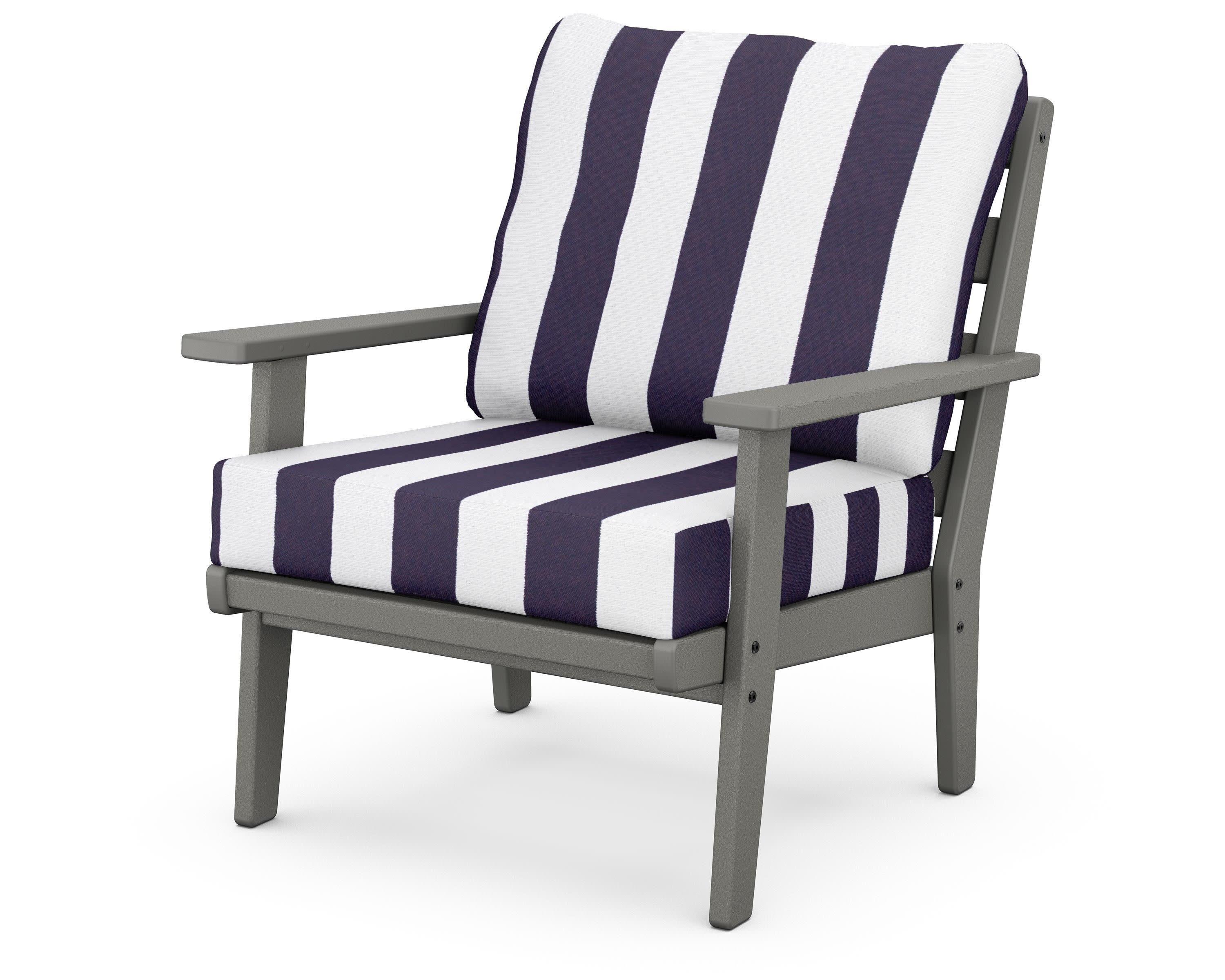 Grant Park Deep Seating Chair in Slate Grey / Cabana Stripe Navy