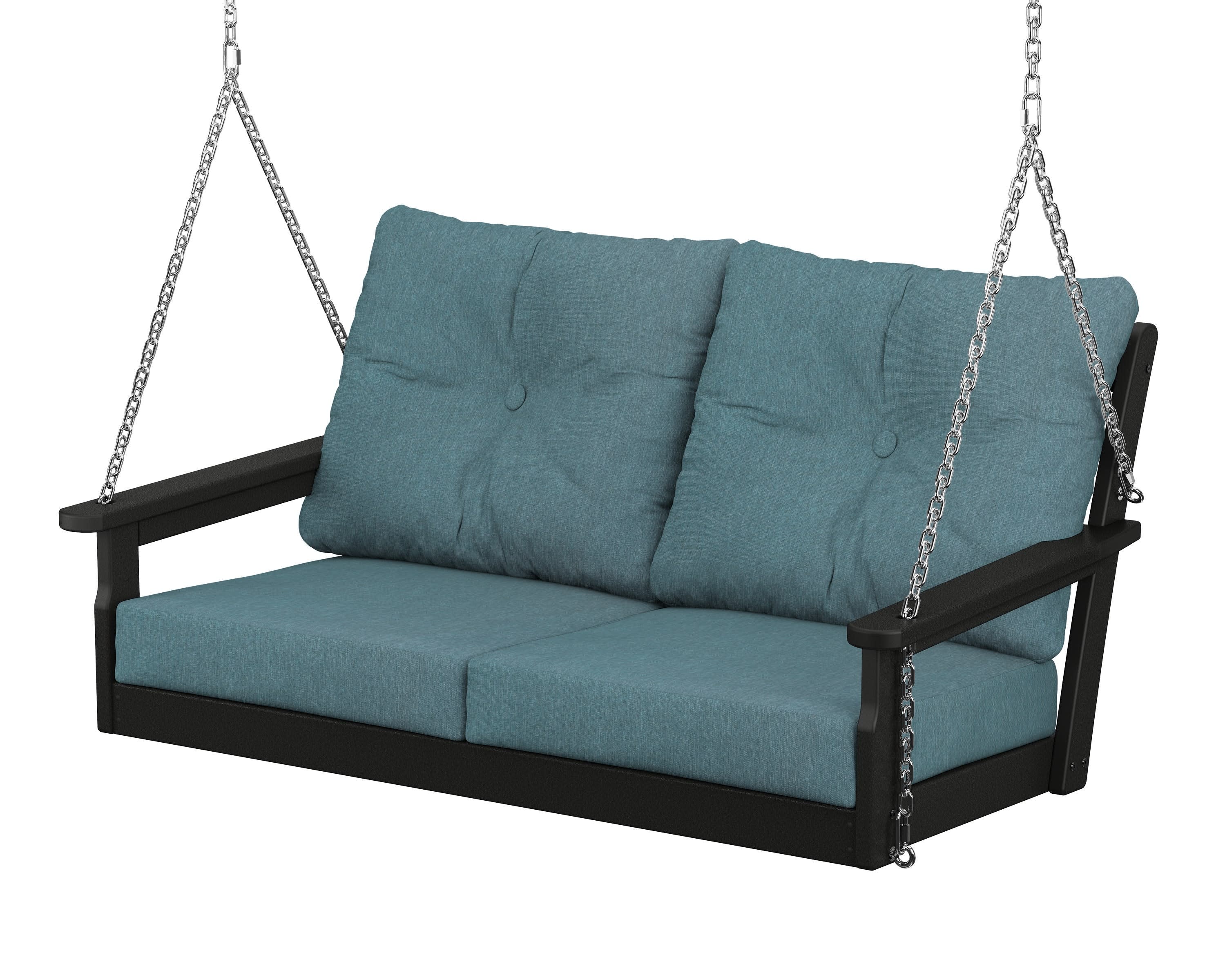 Vineyard Deep Seating Swing in Black / Ocean Teal