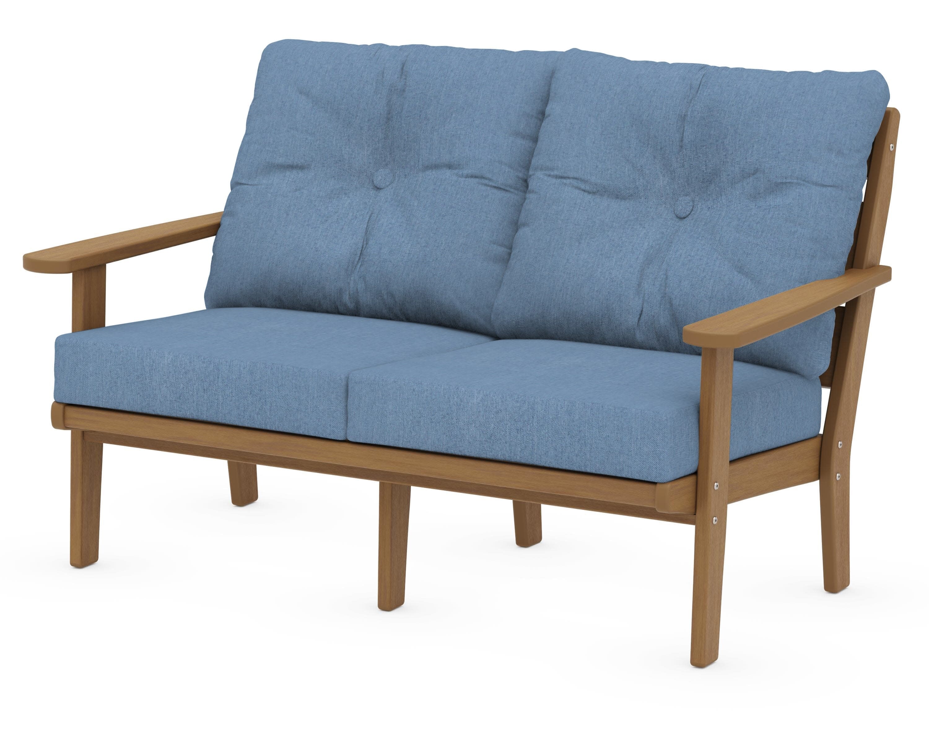 Lakeside Deep Seating Loveseat in Natural / Sky Blue