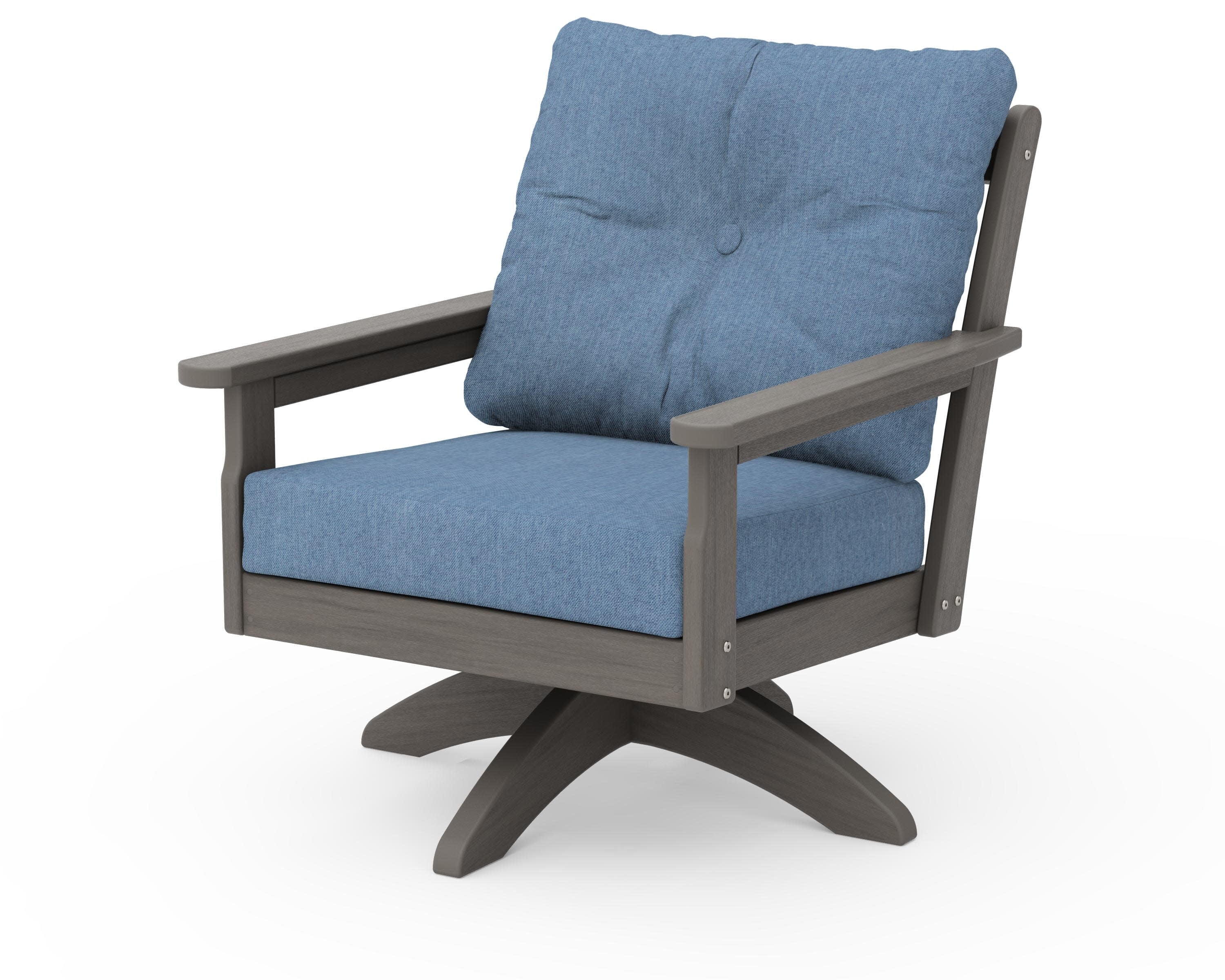 Vineyard Deep Seating Swivel Chair in Driftwood / Sky Blue