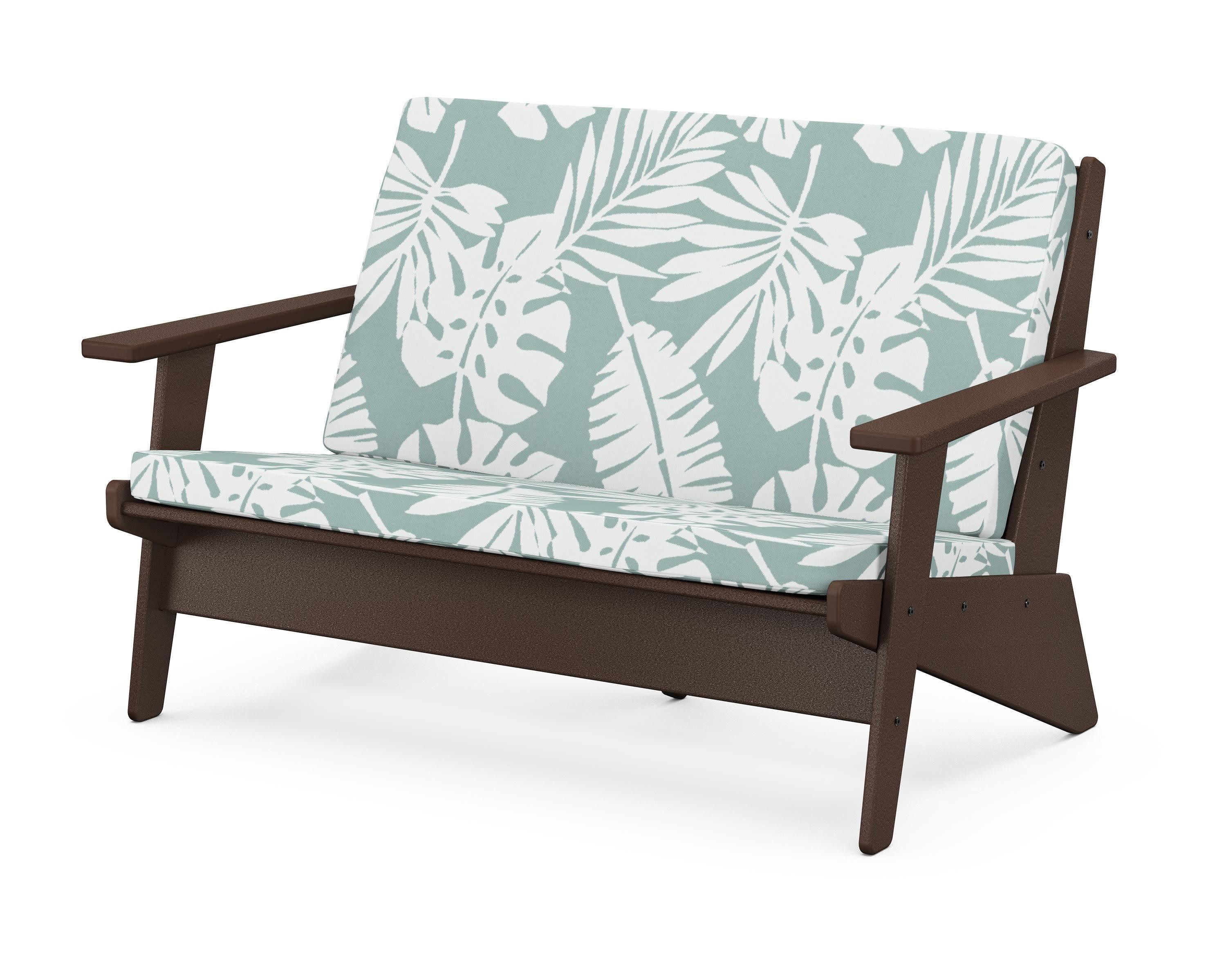 Riviera Modern Lounge Loveseat in Mahogany / Leaf Glacier Spa
