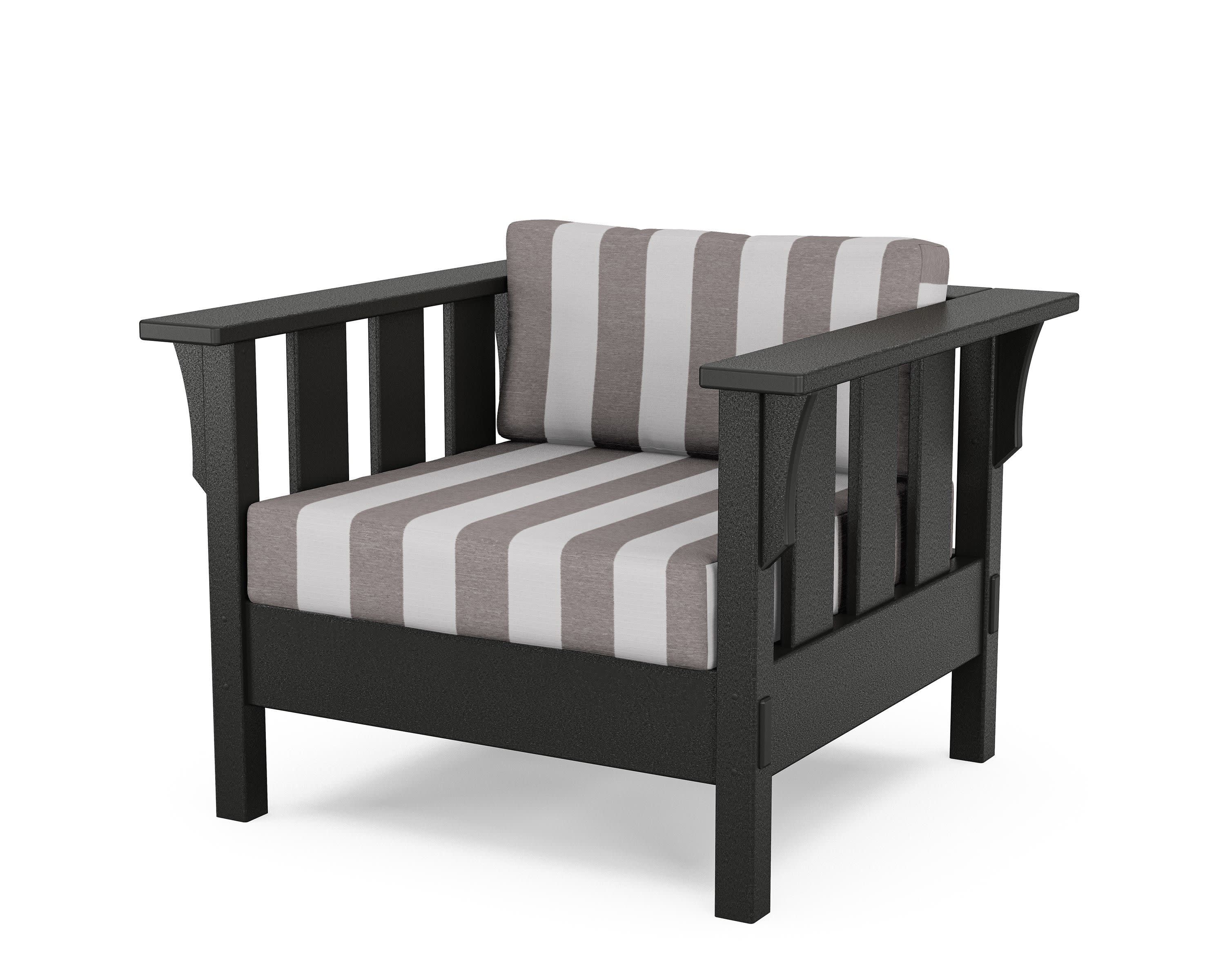 Acadia Deep Seating Chair in Black / Cabana Stripe Grey Mist