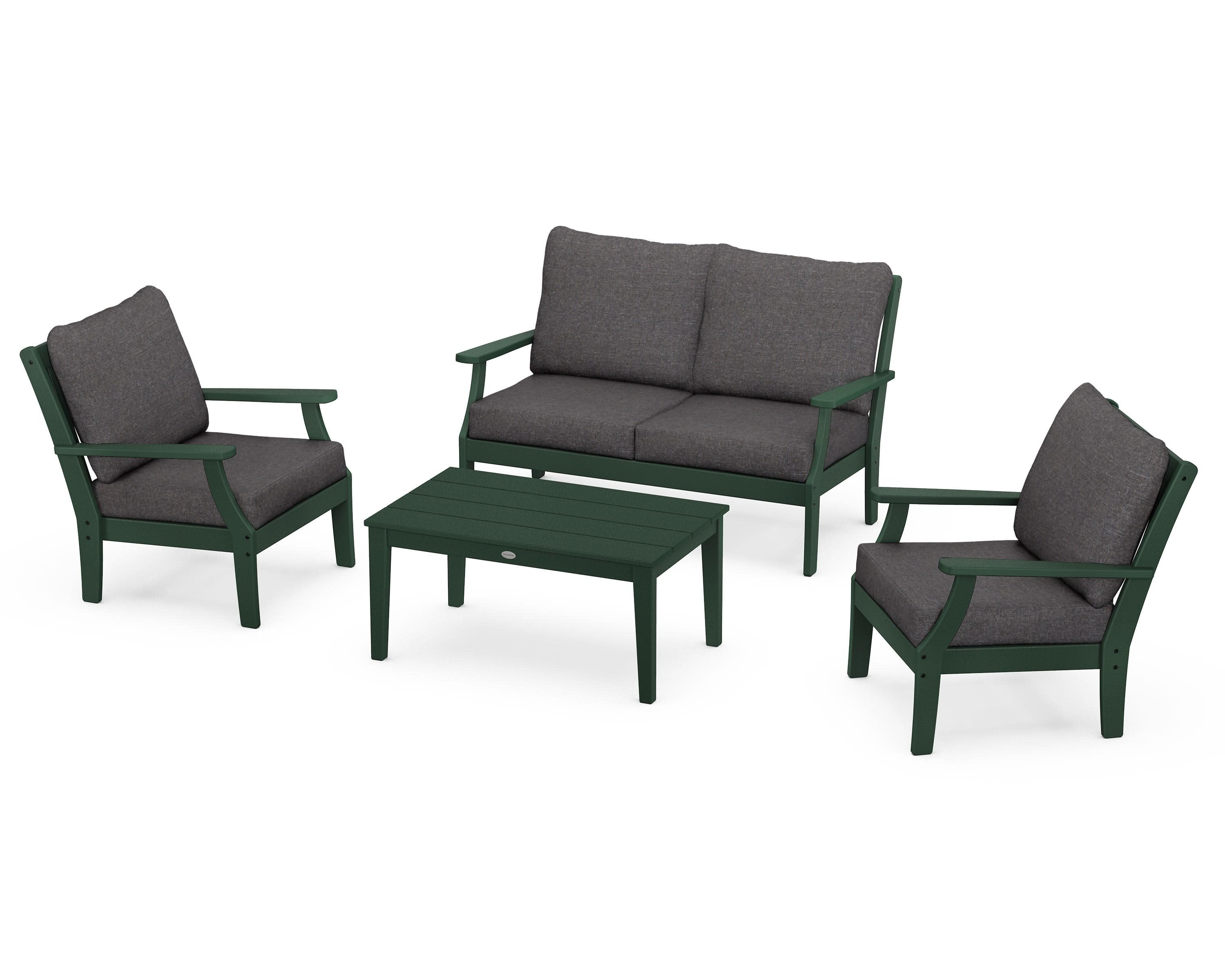 Braxton 4-Piece Deep Seating Chair Set in Green / Ash Charcoal