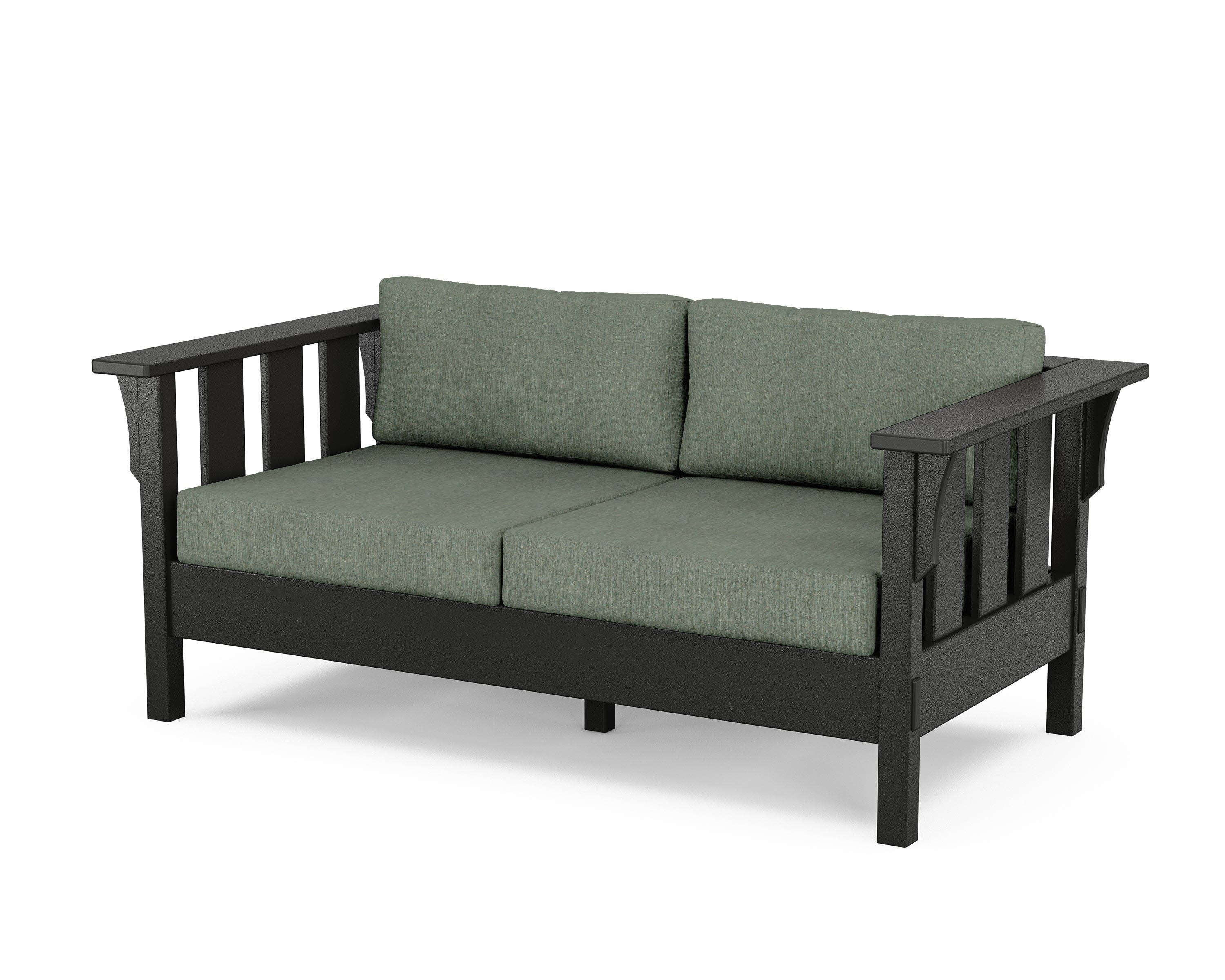 Acadia Deep Seating Loveseat in Black / Cast Sage