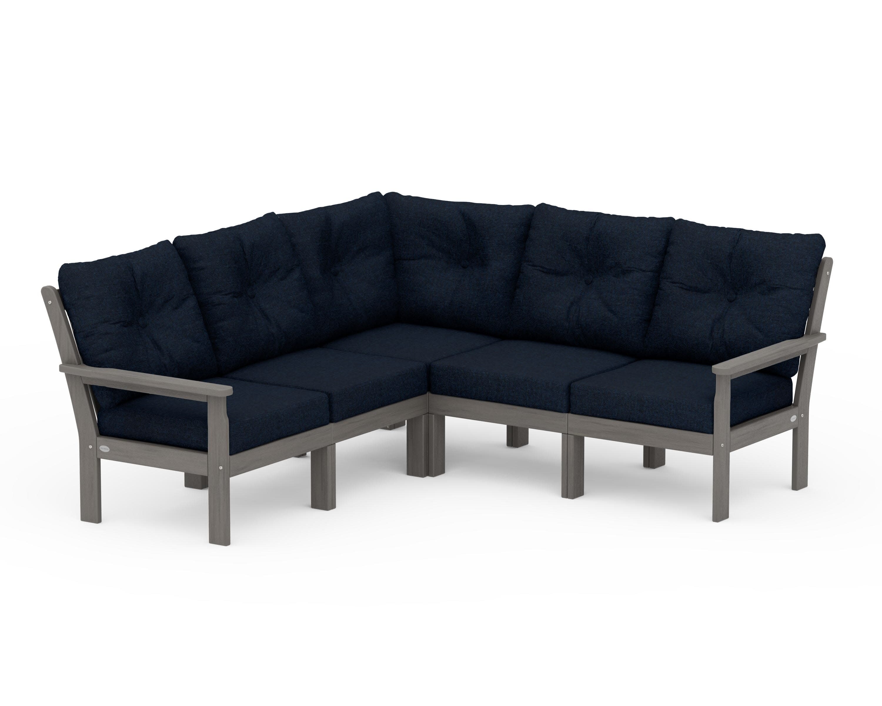 Vineyard 5-Piece Sectional in Driftwood / Marine Indigo
