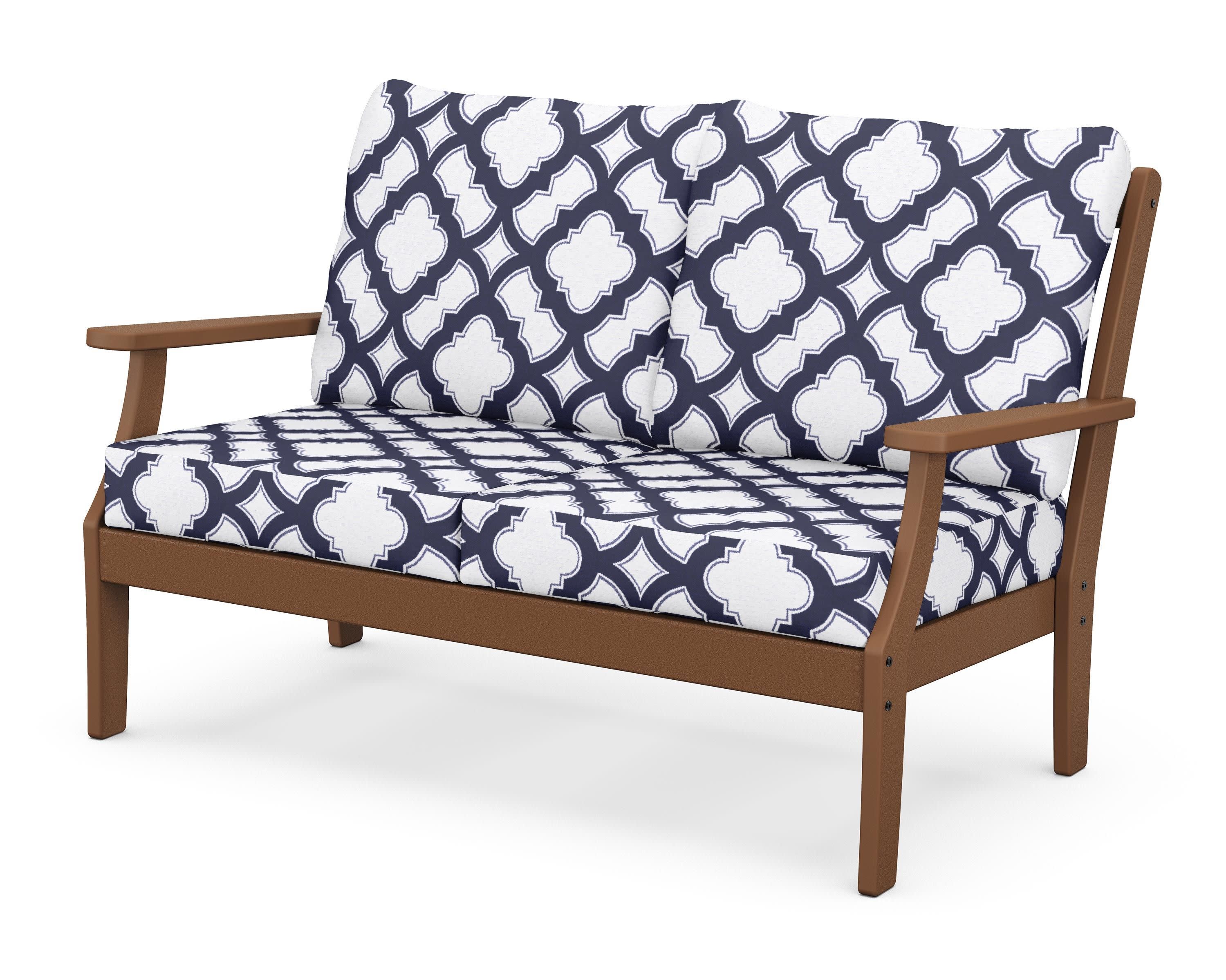 Braxton Deep Seating Loveseat in Teak / Trellis Navy