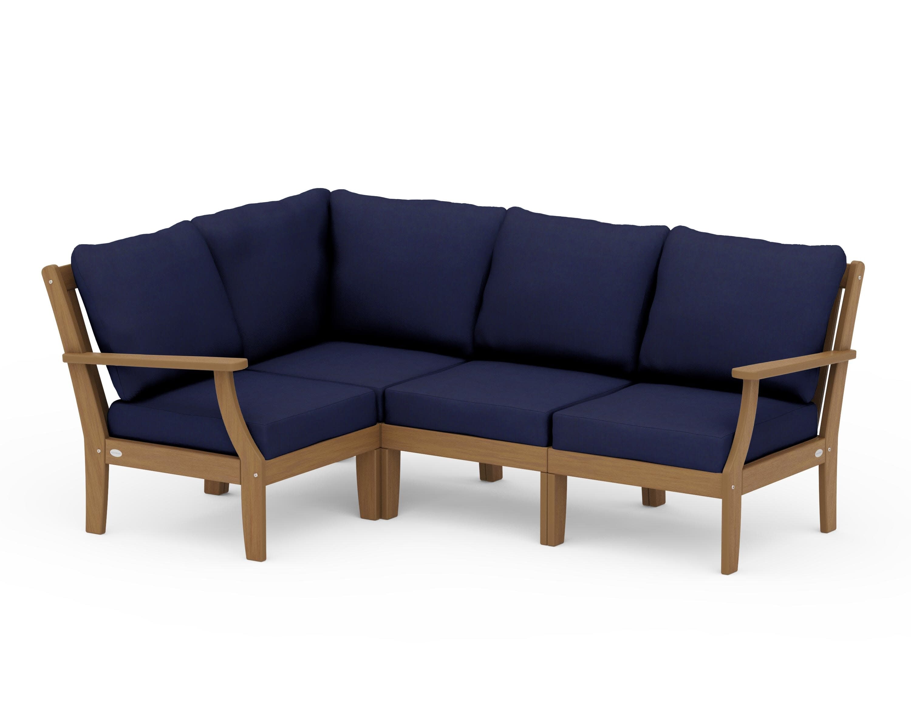 Braxton Modular 4-Piece Deep Seating Set in Natural / Navy