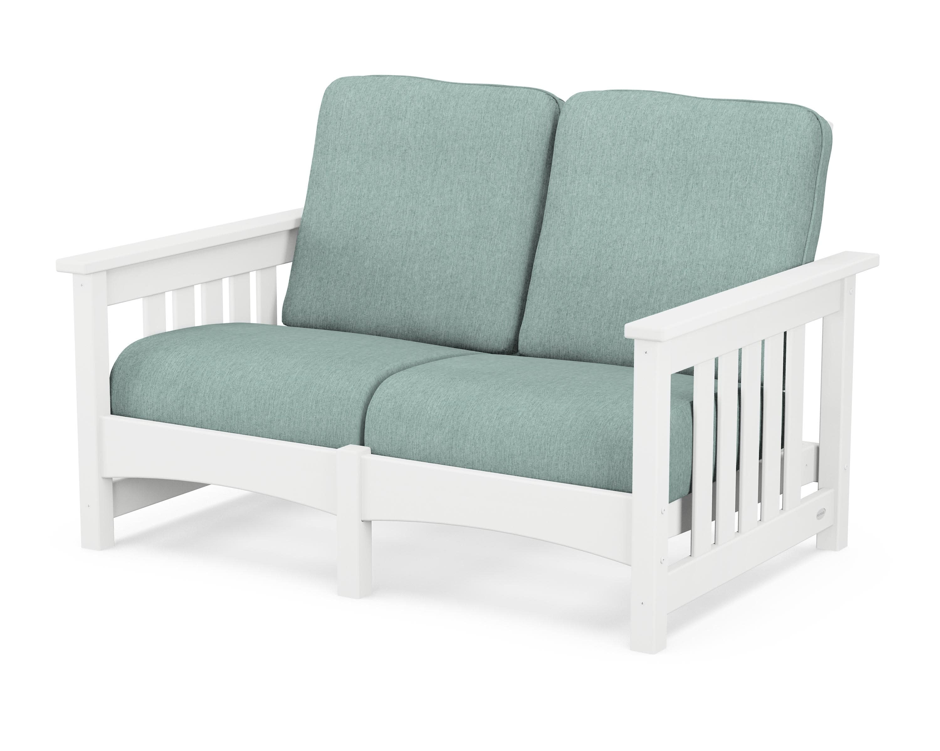 Club Mission Loveseat in White / Glacier Spa