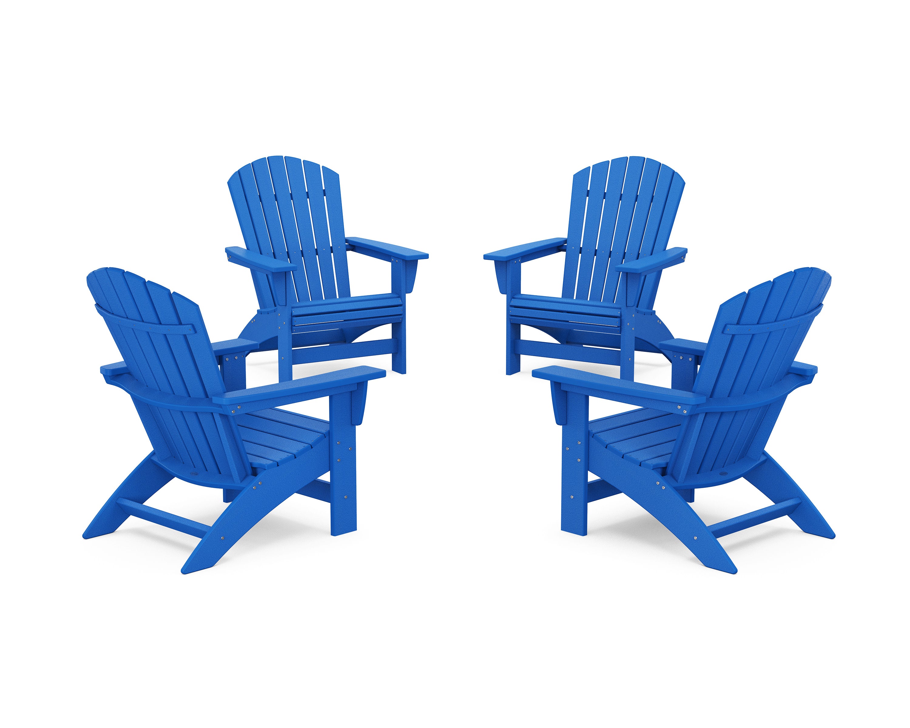 4-Piece Nautical Grand Adirondack Chair Conversation Set in Pacific Blue