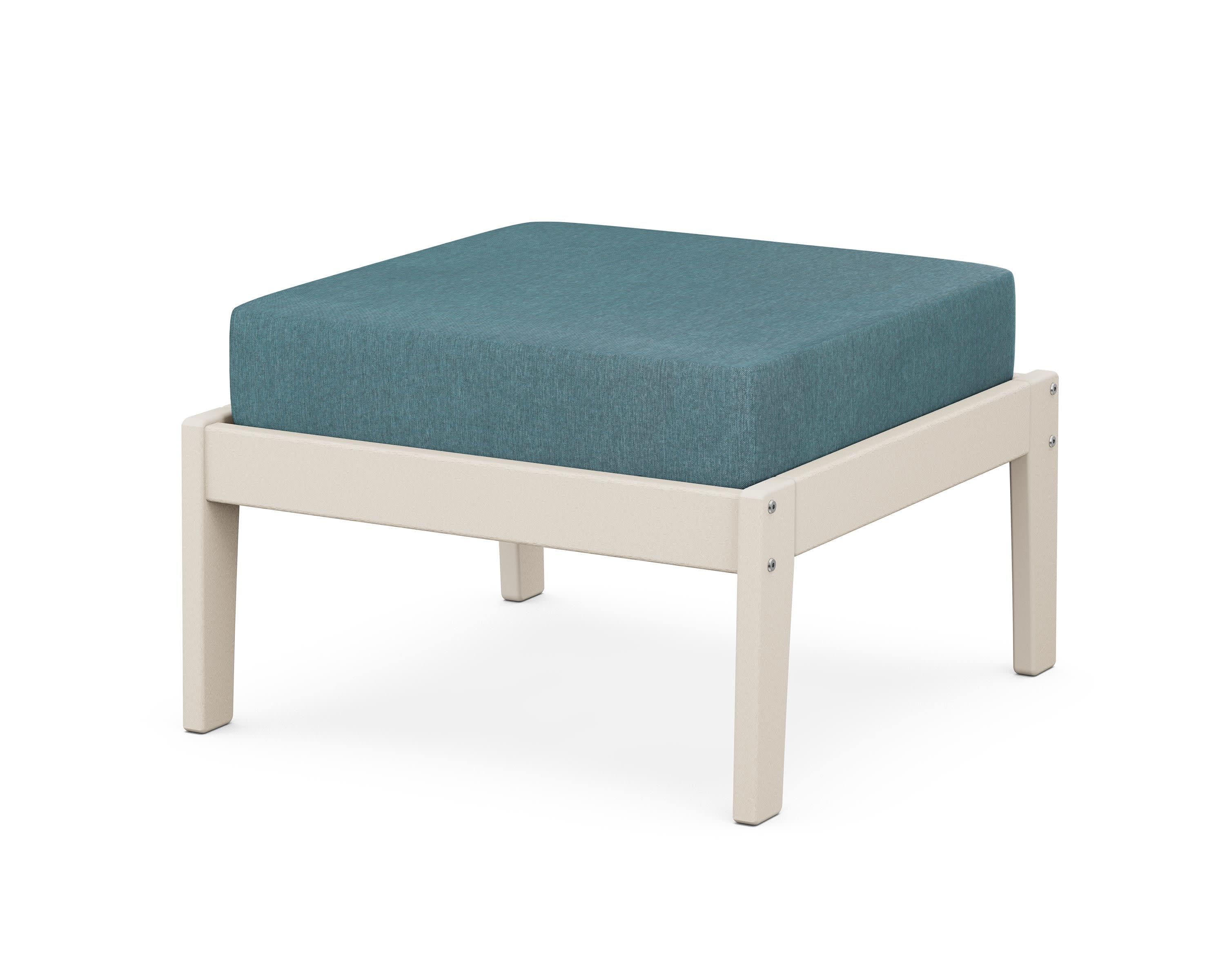 Deep Seating Ottoman in Sand / Ocean Teal