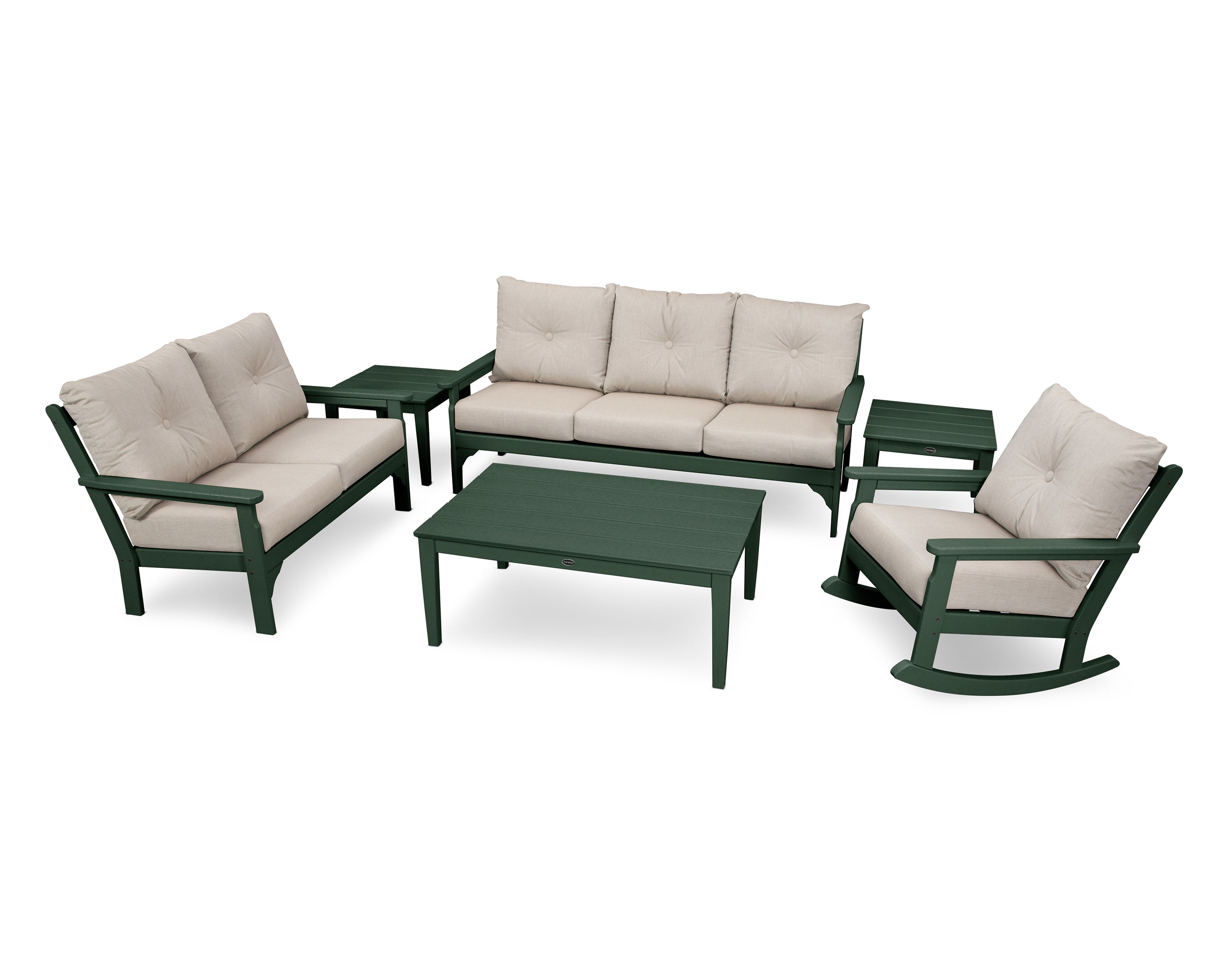 Vineyard 6-Piece Deep Seating Set in Green / Cast Ash
