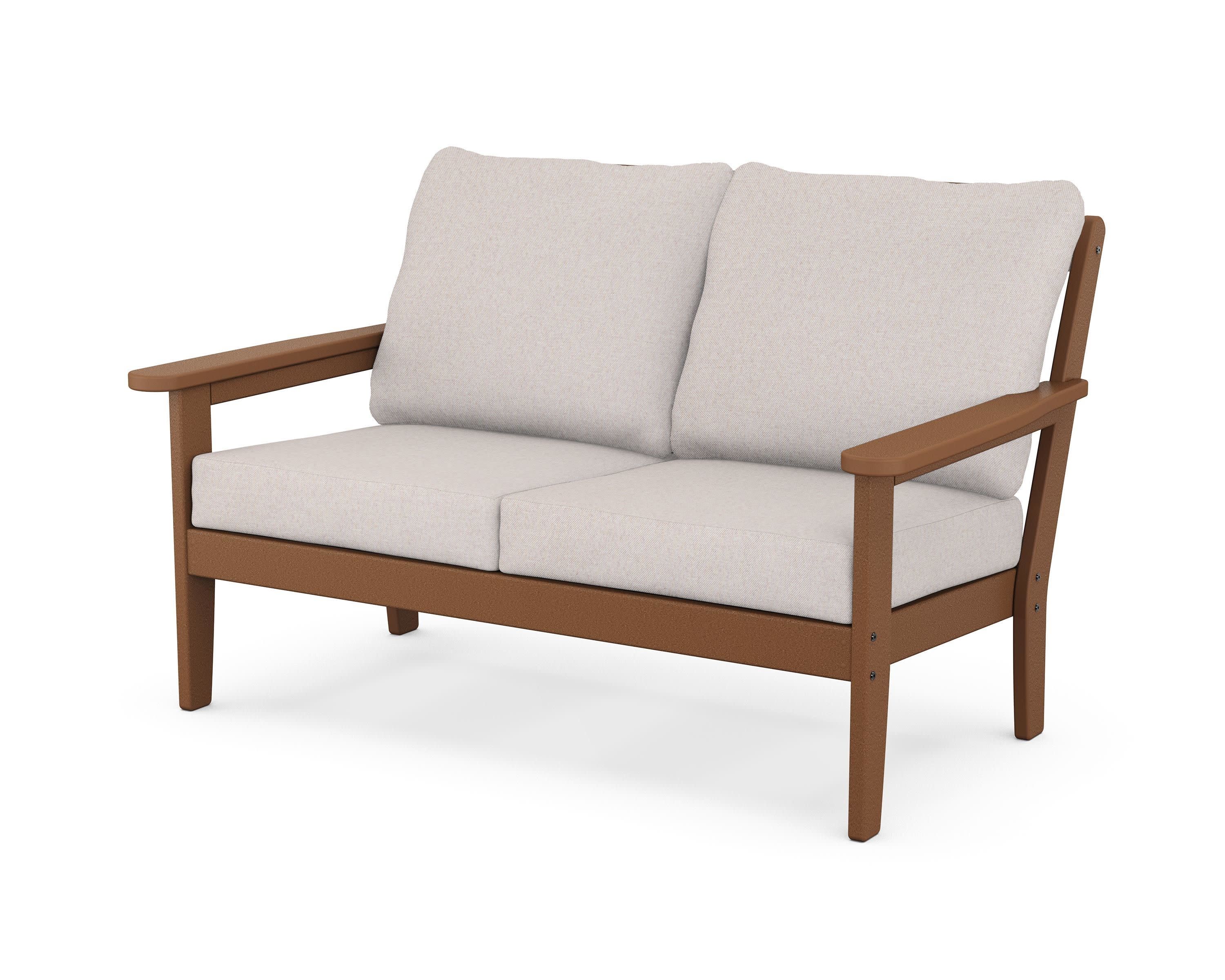 Cottage Deep Seating Loveseat in Teak / Dune Burlap
