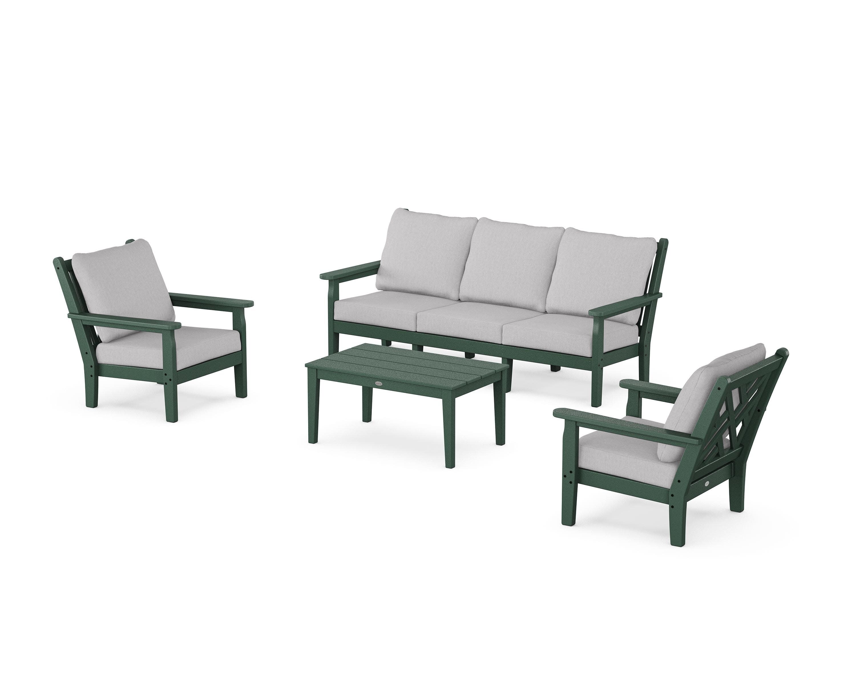 Chippendale 4-Piece Deep Seating Set with Sofa in Green / Granite