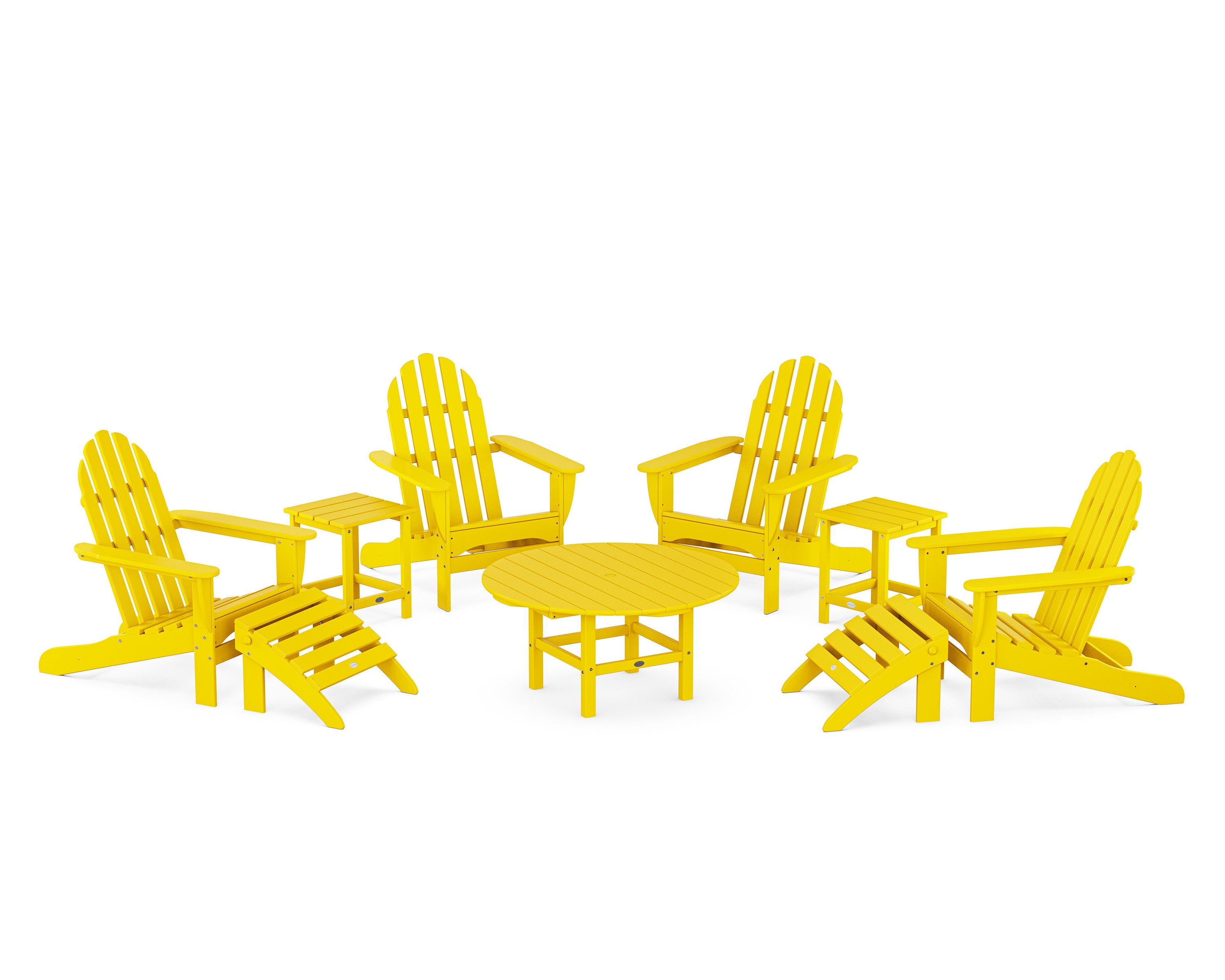 Classic Adirondack Chair 9-Piece Conversation Set in Lemon