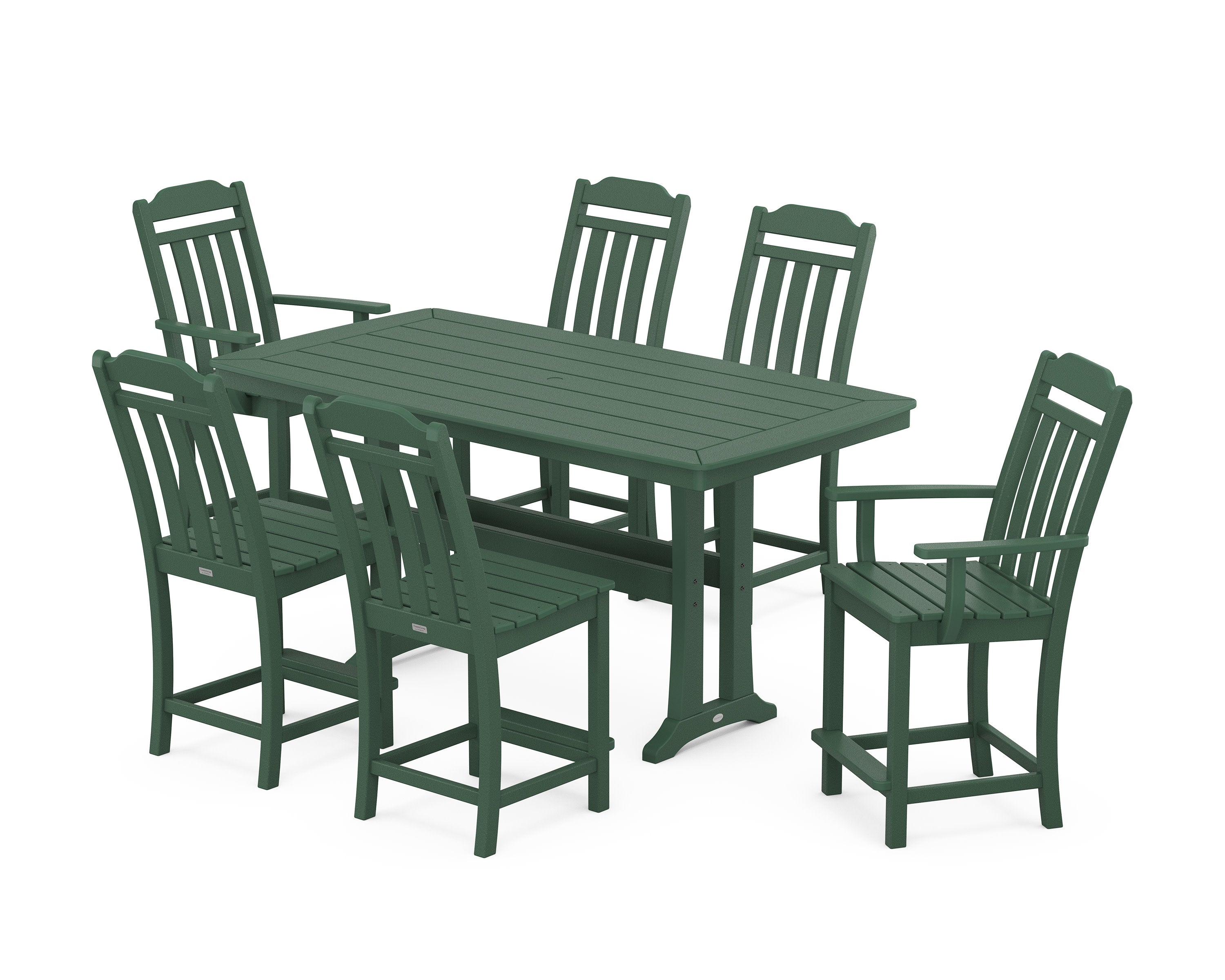 Cottage 7-Piece Counter Set with Trestle Legs in Green