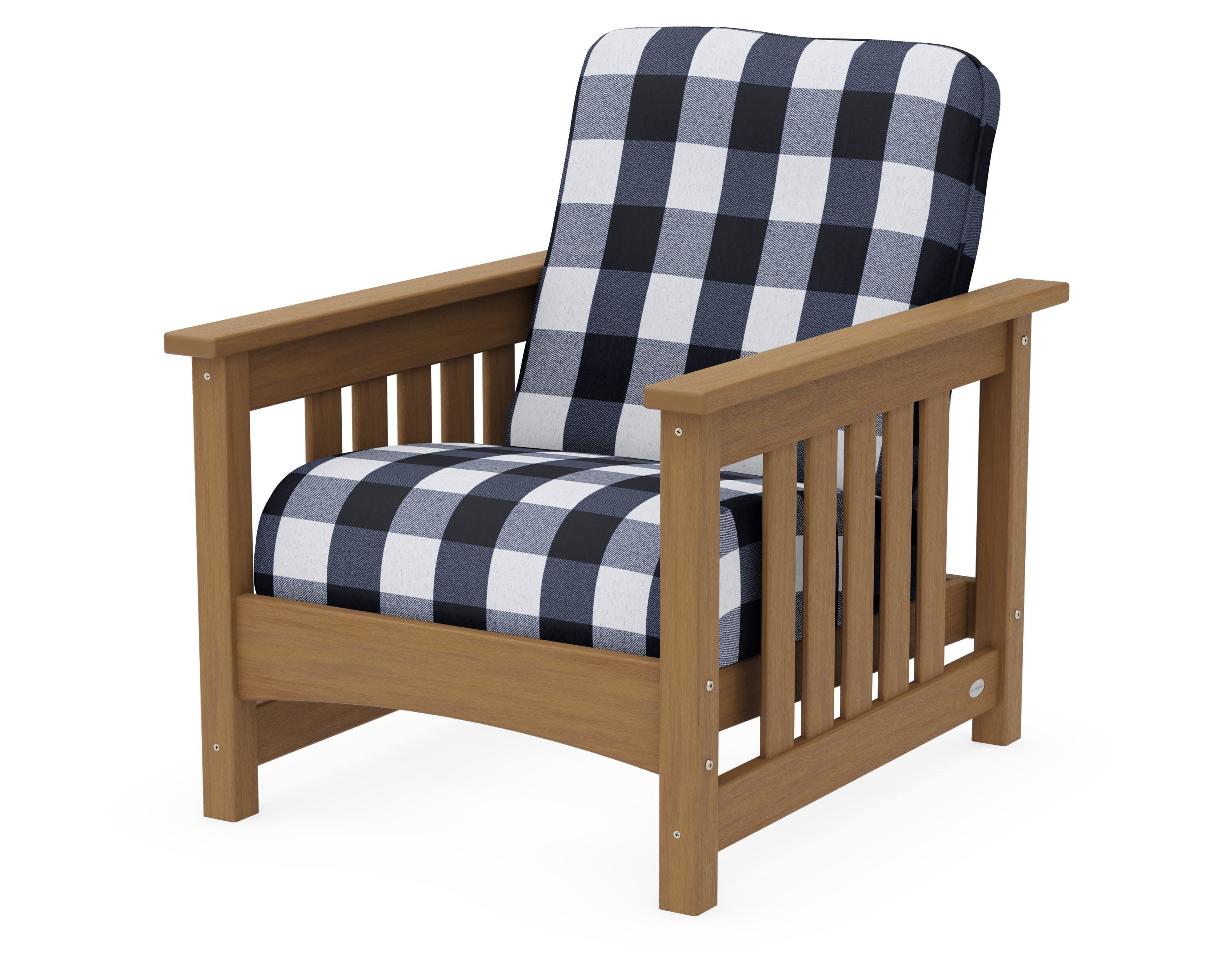 Club Mission Chair in Natural / Buffalo Plaid Marine Indigo