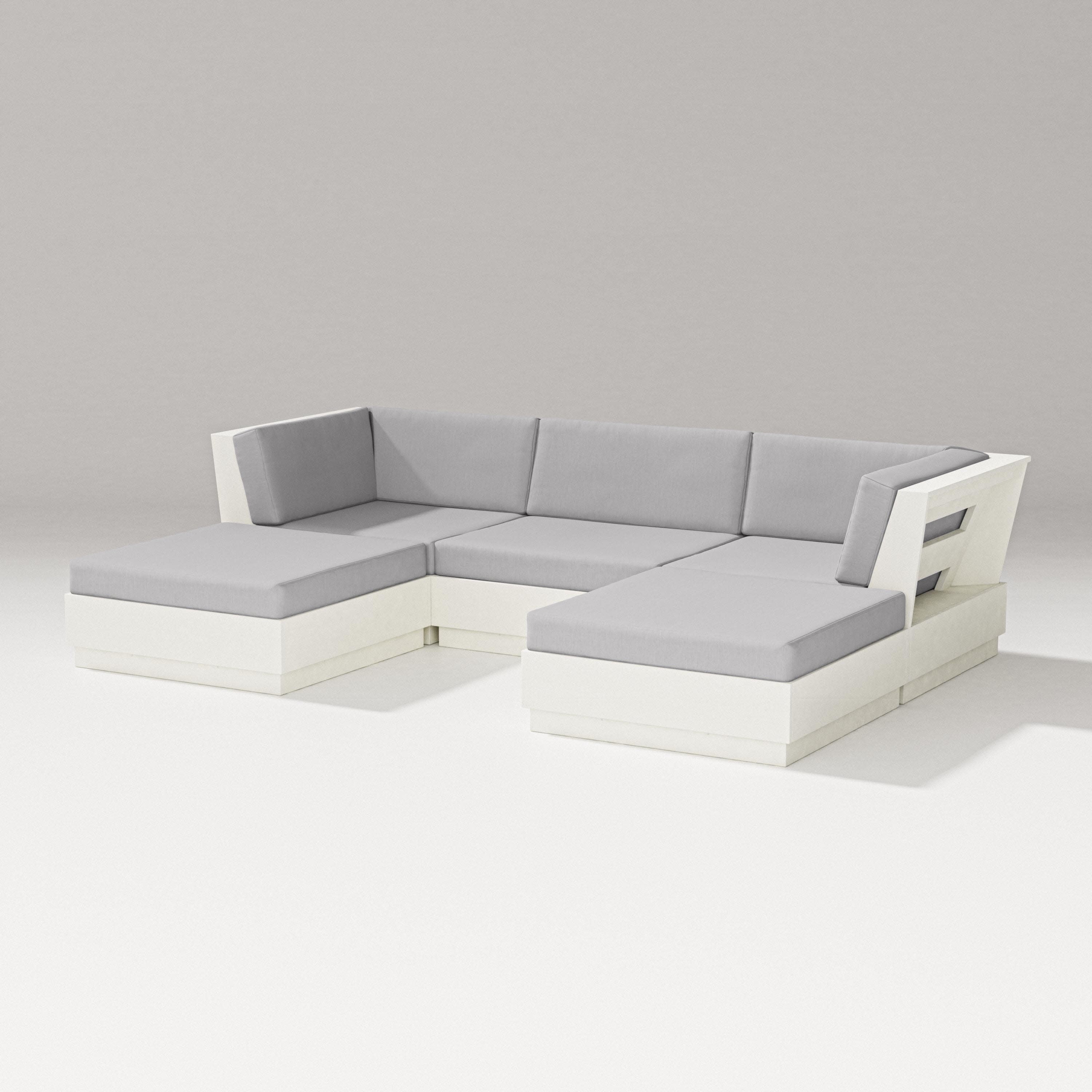 Elevate Double Chaise Sectional in Vintage White / Granite