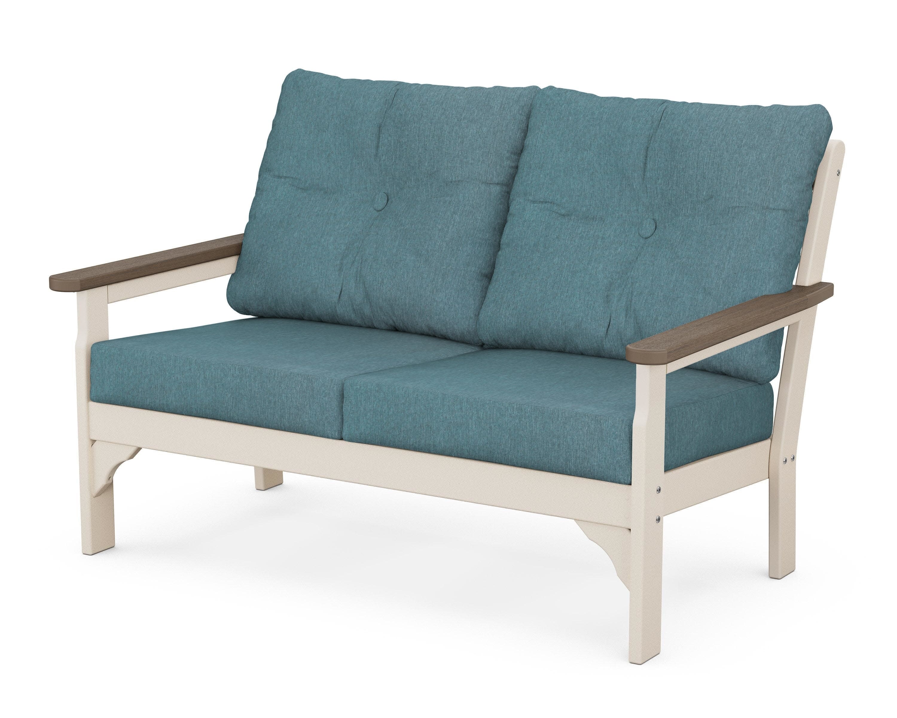Vineyard Deep Seating Loveseat in Sand / Kona / Ocean Teal