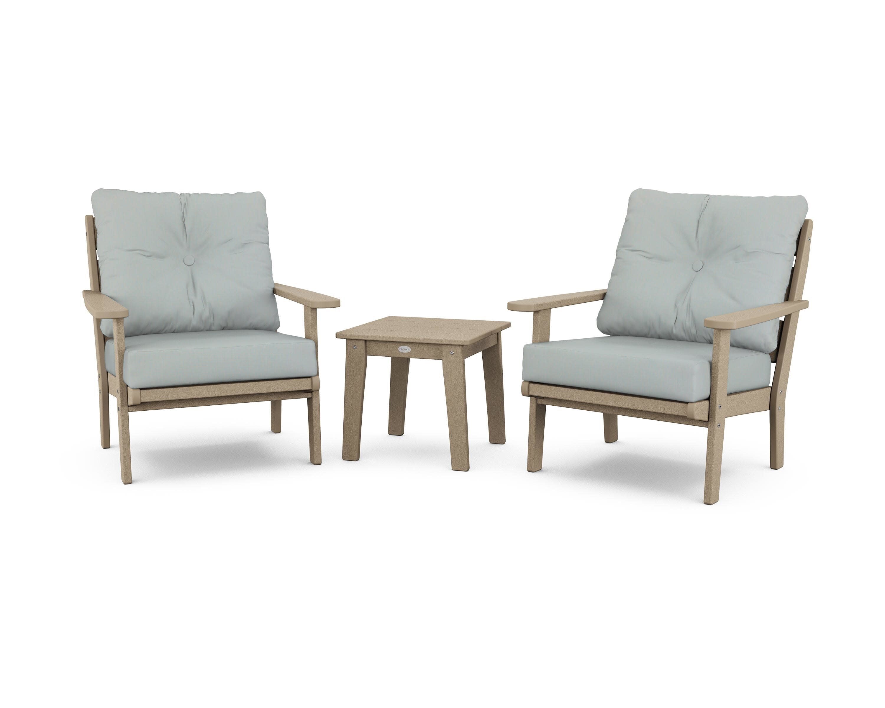 Lakeside 3-Piece Deep Seating Chair Set in Vintage Sahara / Spa